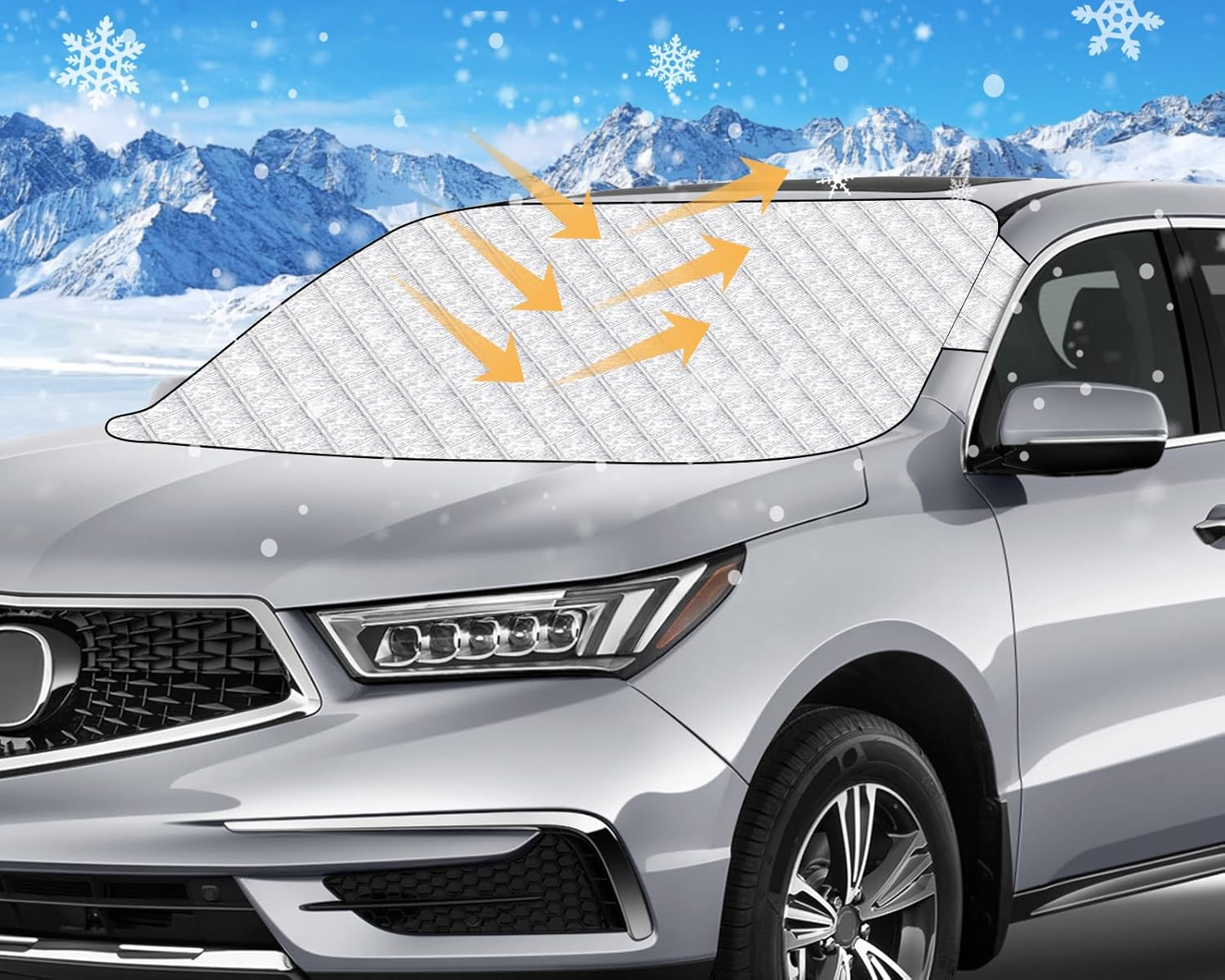 Car Windshield Snow Cover, Automotive Windshield Cover for Snow, Ice, Sun Frost Guard Windshield Cover Dust Cover Car Protector for Winter Summer(146X114Cm) image number 6