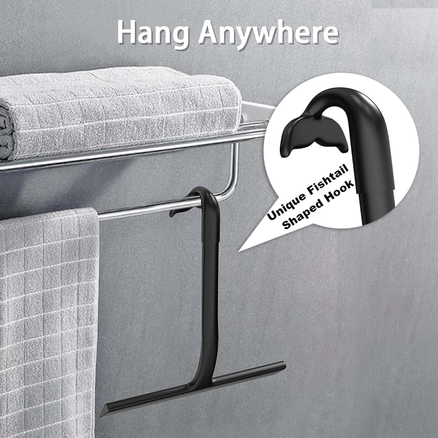 Silicone Shower Squeegee Streak-Free Glass Wiper & Floor Scraper with Fishtail Hook | Multi-Purpose Cleaning Tool for Aussie Bathroom, Windows & Home (22X21Cm) image number 4