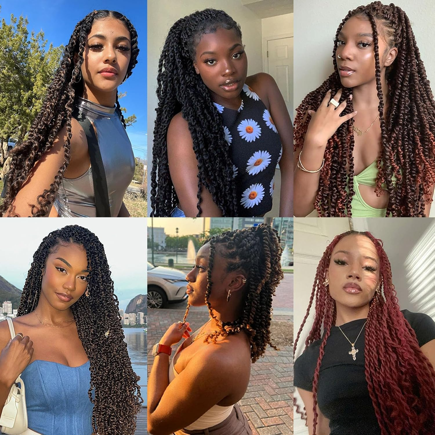 Samtress Passion Twist Hair 18 Inch Water Wave Crochet Hair 7 Packs Brown Pre Looped Passion Twists Hair for Spring Twists、Butterfly Locs Crochet Braids Hair Extensions for Women (#30) image number 6