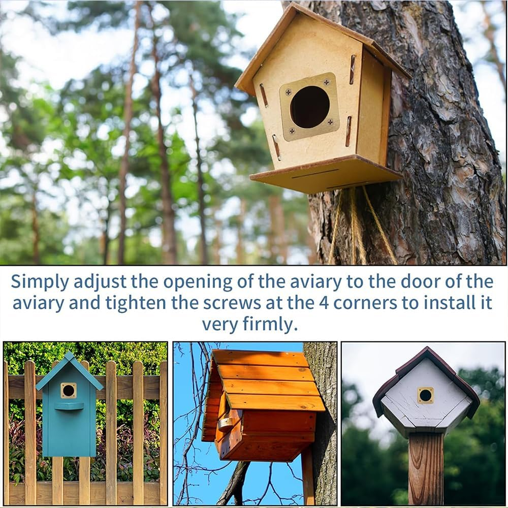 4-Piece Metal Bird House Guard Set &ndash; Durable Copper & Steel Hole Protectors for Bluebird, Sparrow & Small Bird Houses &ndash; Easy Install, Weather-Resistant (Gold, 1/4 Inch) image number 2