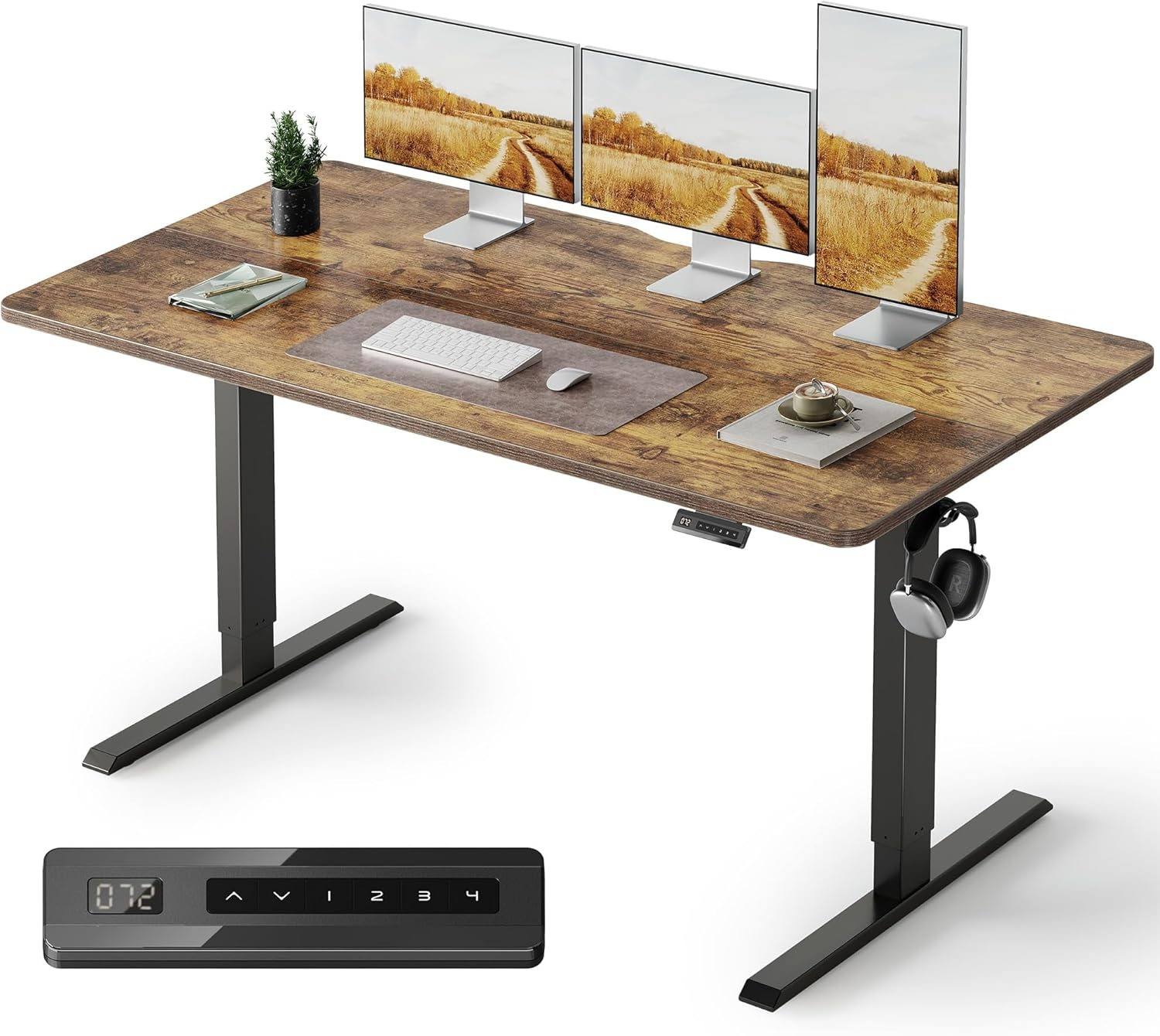 FEZIBO Electric Standing Desk 120&times;60Cm Adjustable Height, Sit Stand Desk, Stand up Office Desk, Ergonomic Workstation Computer Desk, Black