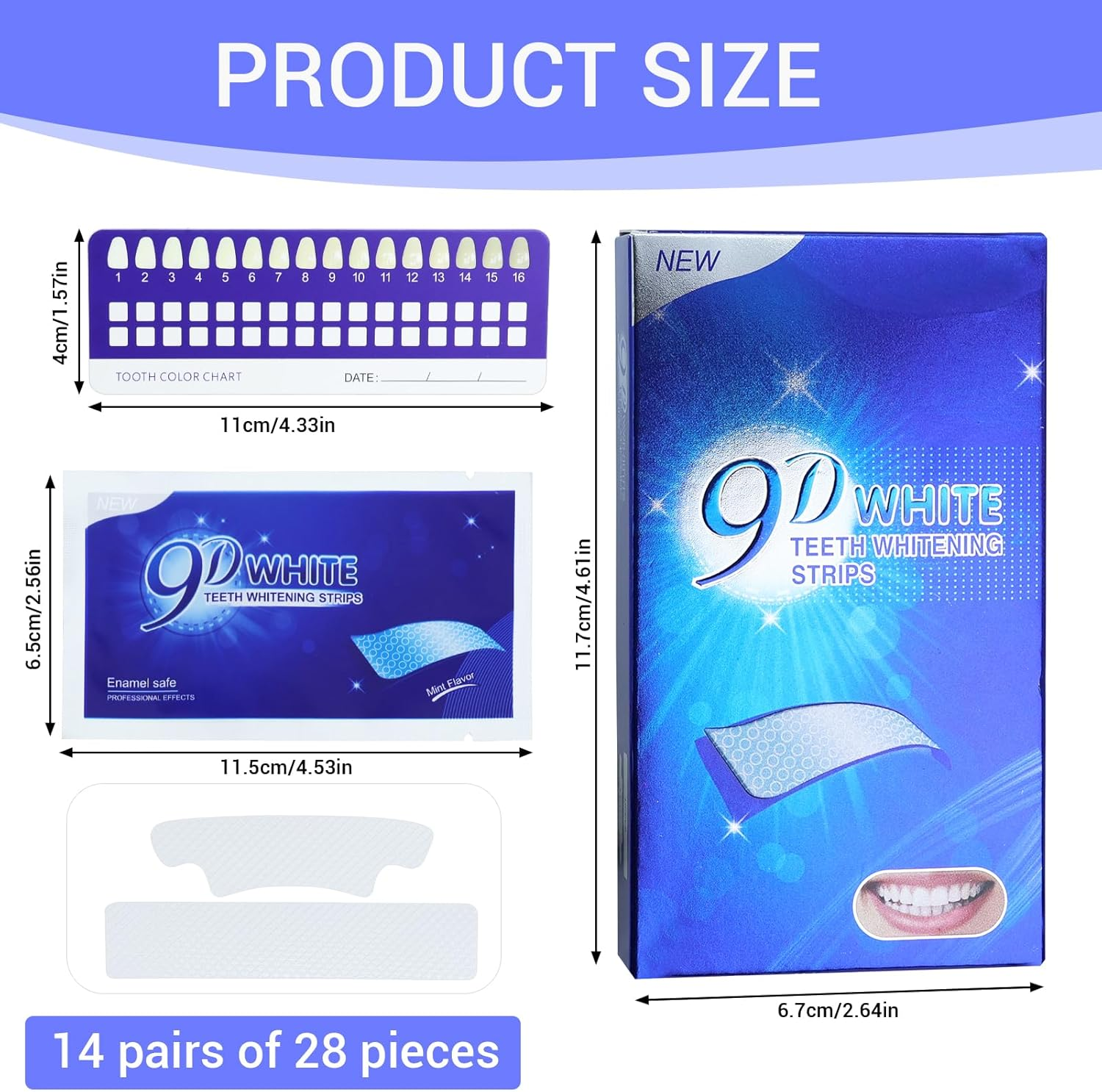 28 Pcs Teeth Whitening Strips, Whitening Strips Kit, Enamel Safe - No Slip, No Sensitivity & Gentle Tooth Whitening & Fresh Breath - Radiant Smile with Prevention of Teeth Stains image number 2