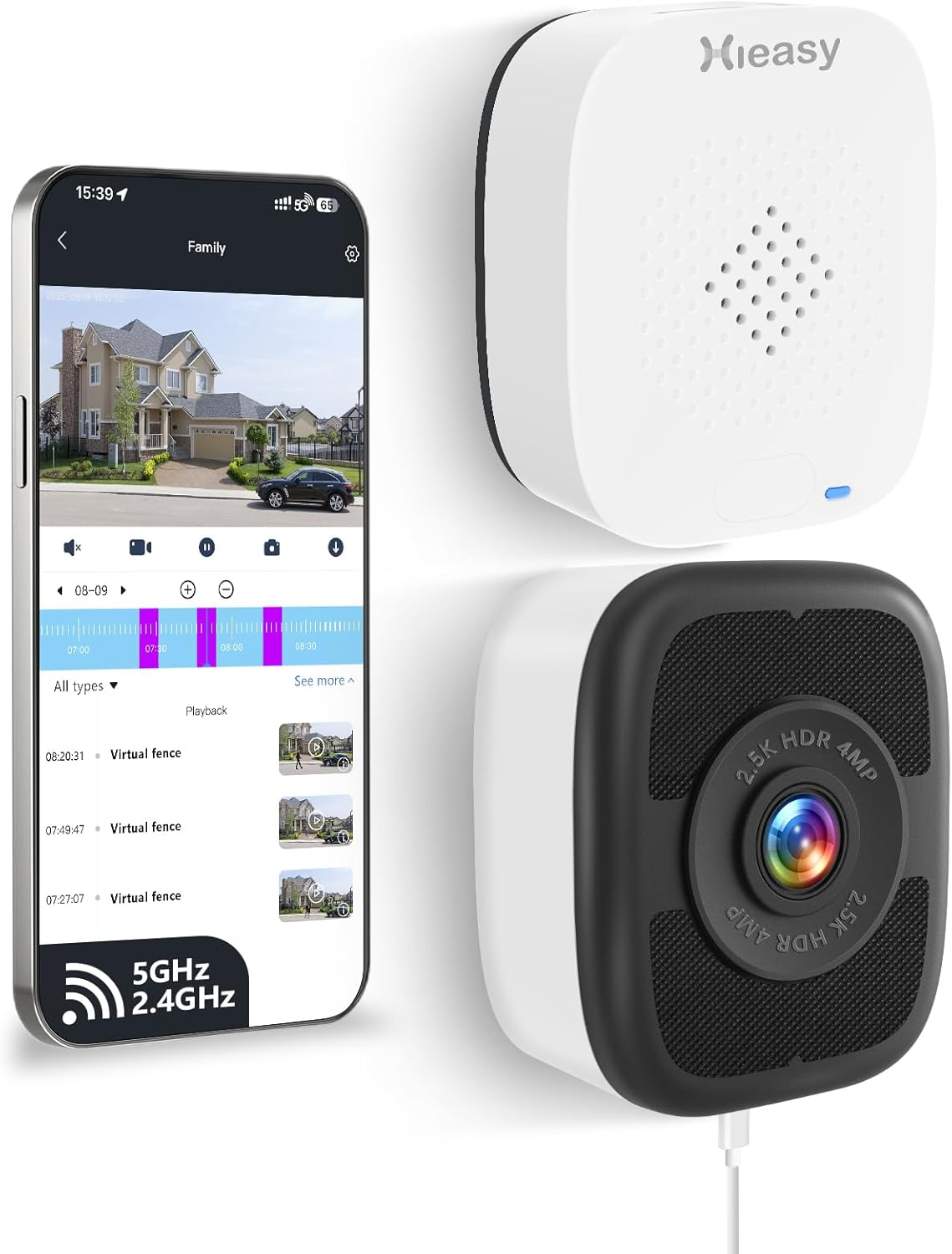 4MP 2.5K Window Camera with 2.4G&5Ghz Wifi, Color Night Vision, No Subscription Required, 7/24 Recording, Quick&Easy Installation (1Pack)