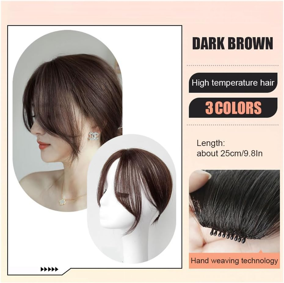 Air Bangs Hair Extensions Natural Hairs Extensions Hairpieces for Women Girl Bang Hairpieces for Women with Thinning-Hair for All Face Type (Natural) image number 5