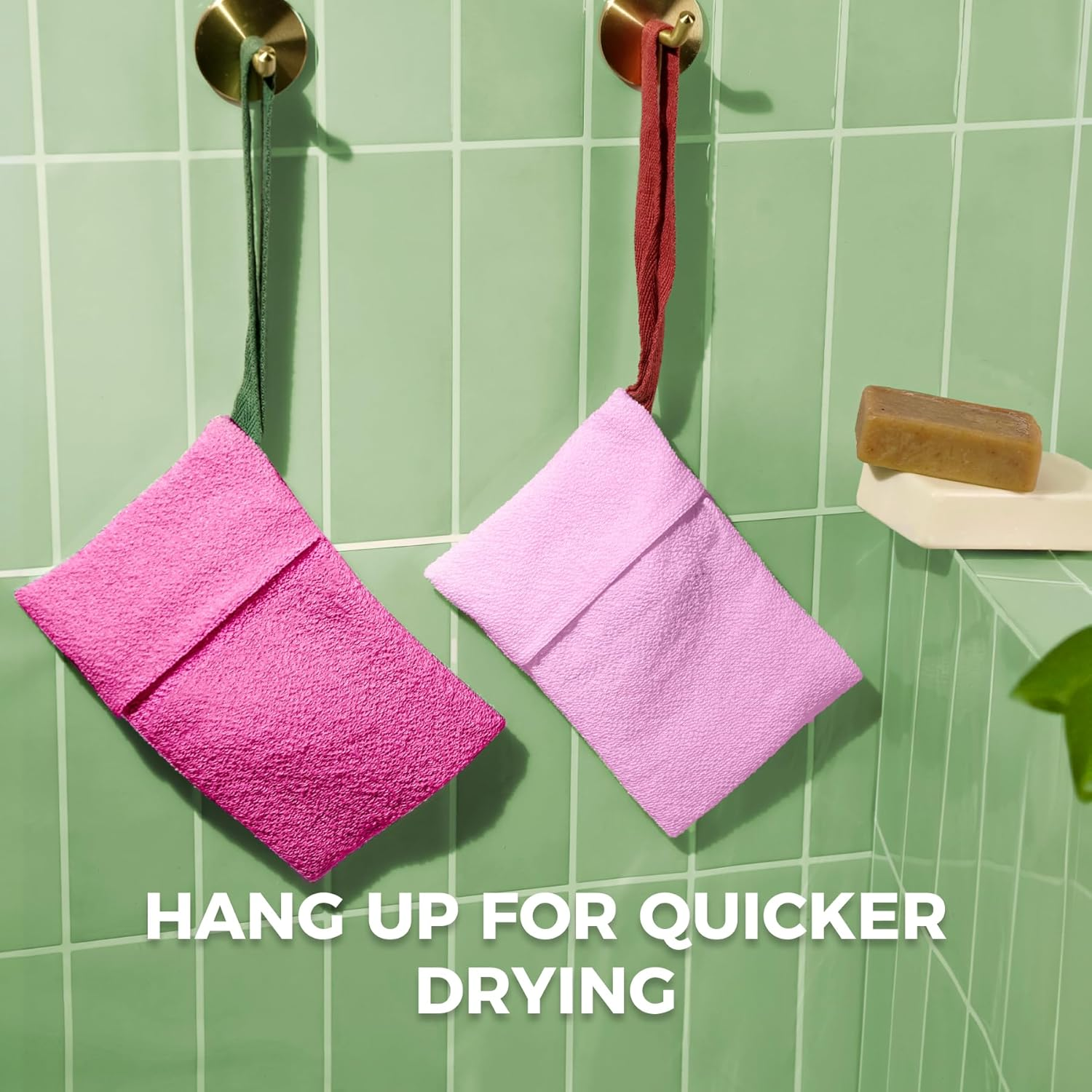 ZOMCHI Soap Bags, Soap Savers for Bar Soap with Different Exfoliating Level, Soap Pouch for Body Wash (2 Pieces, Pink) image number 3