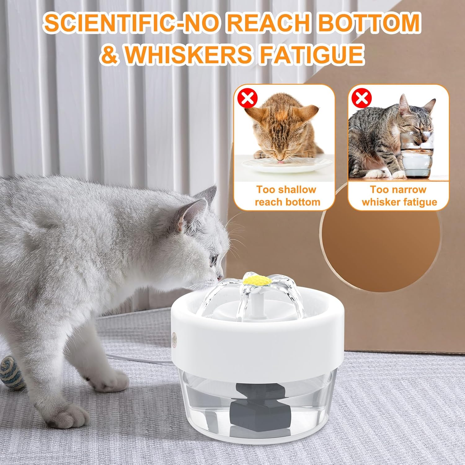 Cat Water Fountain, Battery Operated Water Fountains for Cats Indoor Pet Drinking Fountain image number 5