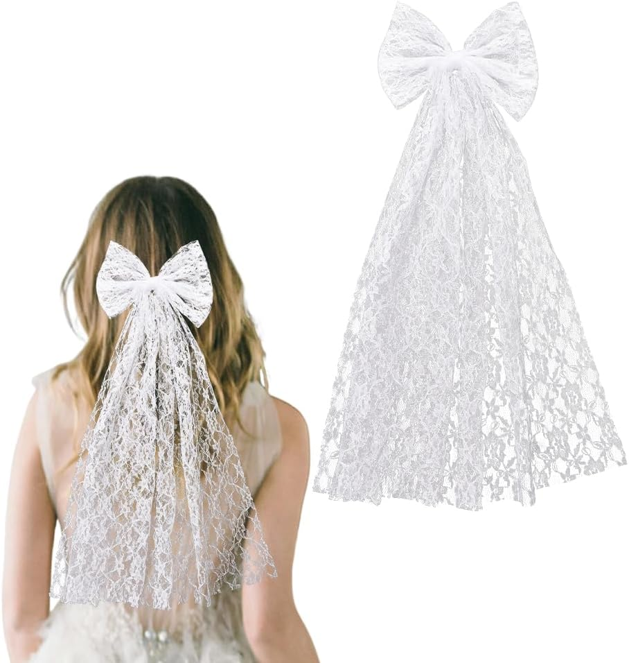 Veils for Women Wedding Bow Hair Clips White Bridal Veil Bachelorette Party Wedding Veils for Brides Bridesmaid Hair Bow Accessories for Women Bride to Be Bridal Shower Gifts image number 3