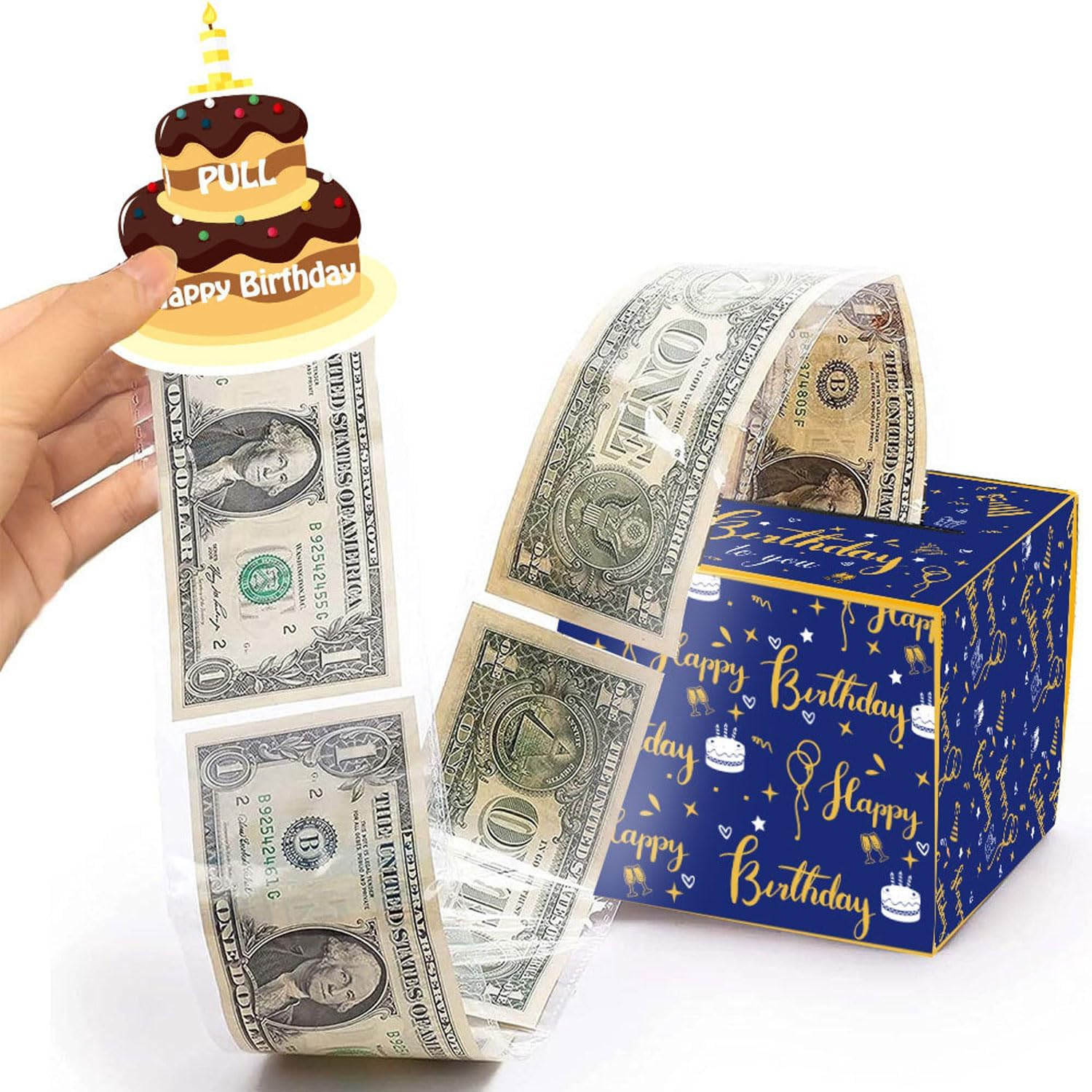 Pull Money Box Happy Birthday Surprise Set, Funny Cash Gift Box with DIY Card, Blue image number 5