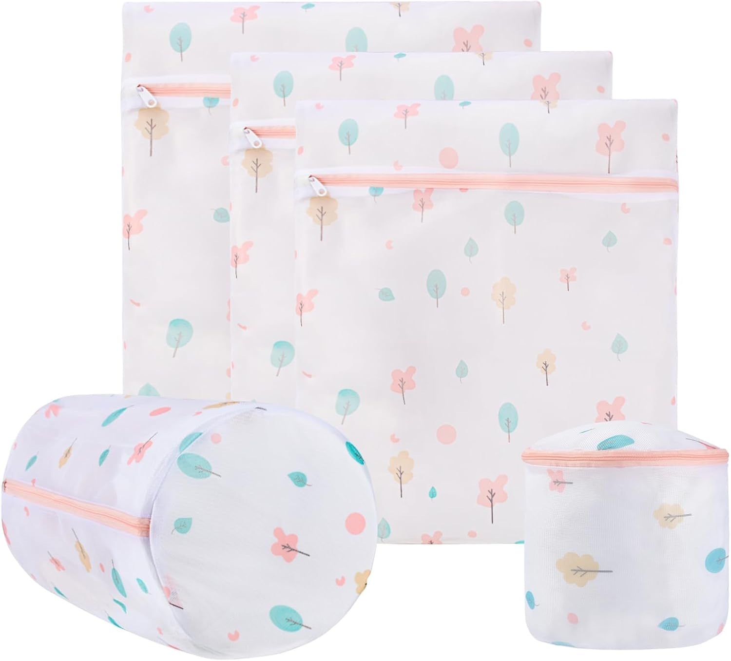 5-Piece Laundry Bag Set: Mesh Washing Bags with Premium Zipper, Specialized for Delicates Wash &ndash; Fits Blouses, Hosiery, Baby Clothes, plus Travel Laundry Bag for Efficient Laundry Organisation (Trees) image number 5