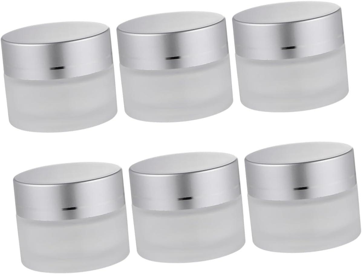 OATIPHO 6Pcs Glass Cream Bottle Ground Jar Makeup Containers Portable Jar for Bathroom Storage Skincare Storage image number 5
