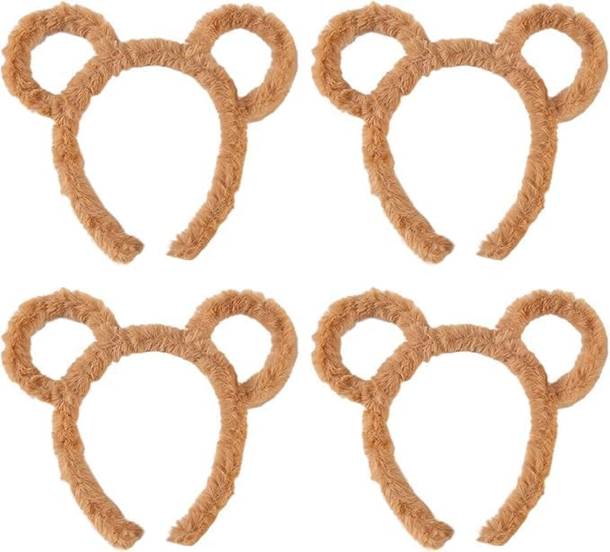 4-Piece Bear Ears Headband Set for Women, Plush Chipmunk & Bear Ear Headbands, Ideal for Halloween, Parties, Cosplay, and Daily Dress up by Ermaoo image number 5