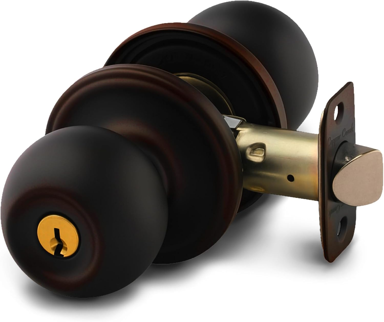 Copper Creek BK2040TB Ball Door Knob, Keyed Entry Function, 1 Pack, in Tuscan Bronze - Antique Nickel image number 4