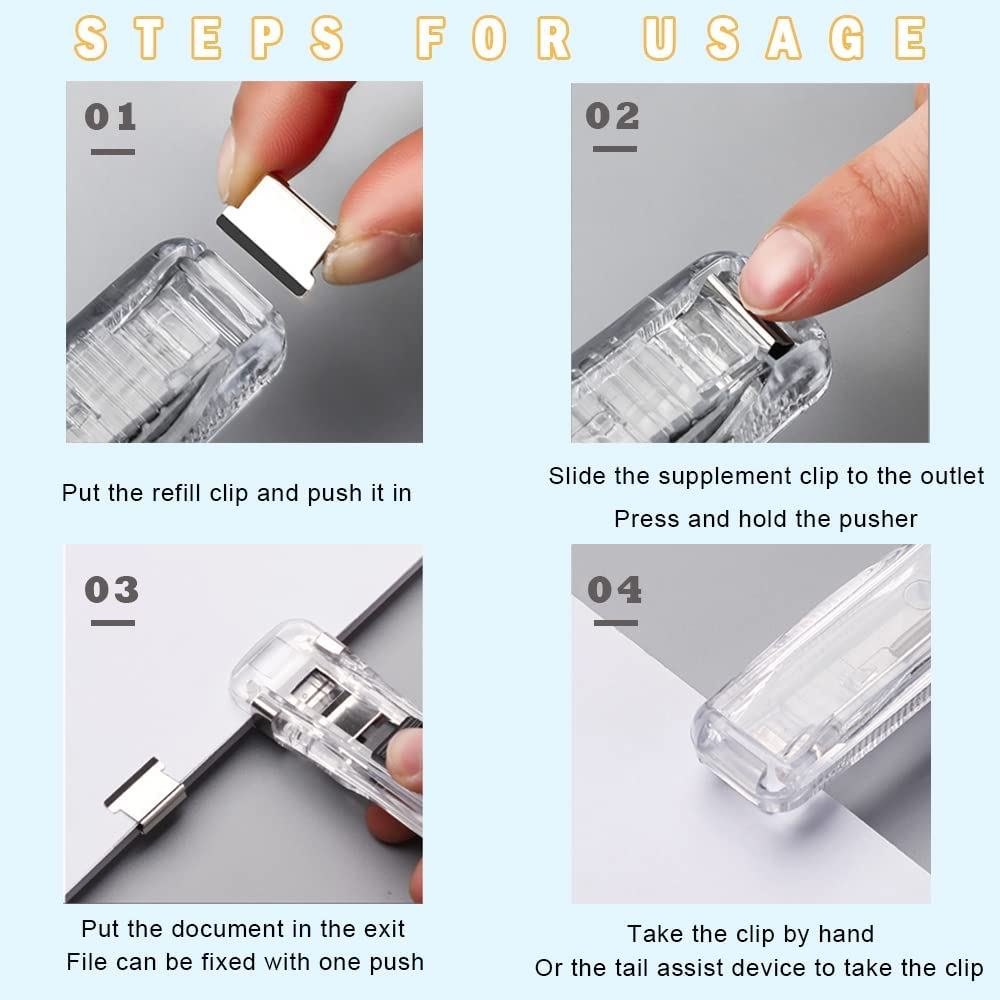 Modixun Clam Clip Dispenser with 208 Reusable Refill Clips, Will Not Damage Your Papers, Binder Clips Paper Clips for School Office, Black image number 3