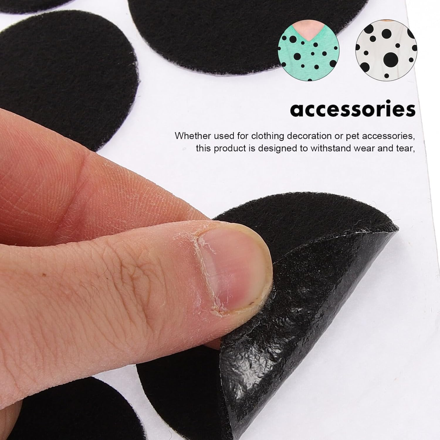 NUOBESTY 4 Sheets of Black Adhesive Felt Circles Die Cut Felt Stickers round Pads Self-Adhesive Sticker Spotty Dots for DIY Craft Projects Supplies
