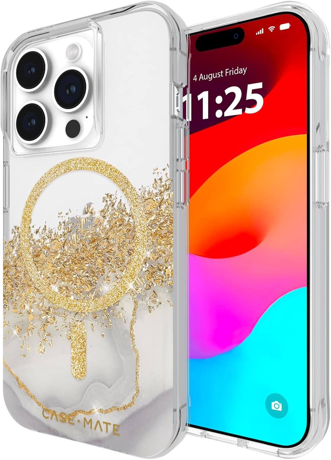 Case-Mate Karat Marble Magsafe Cover for Iphone 15 Pro, White/Gold image number 1