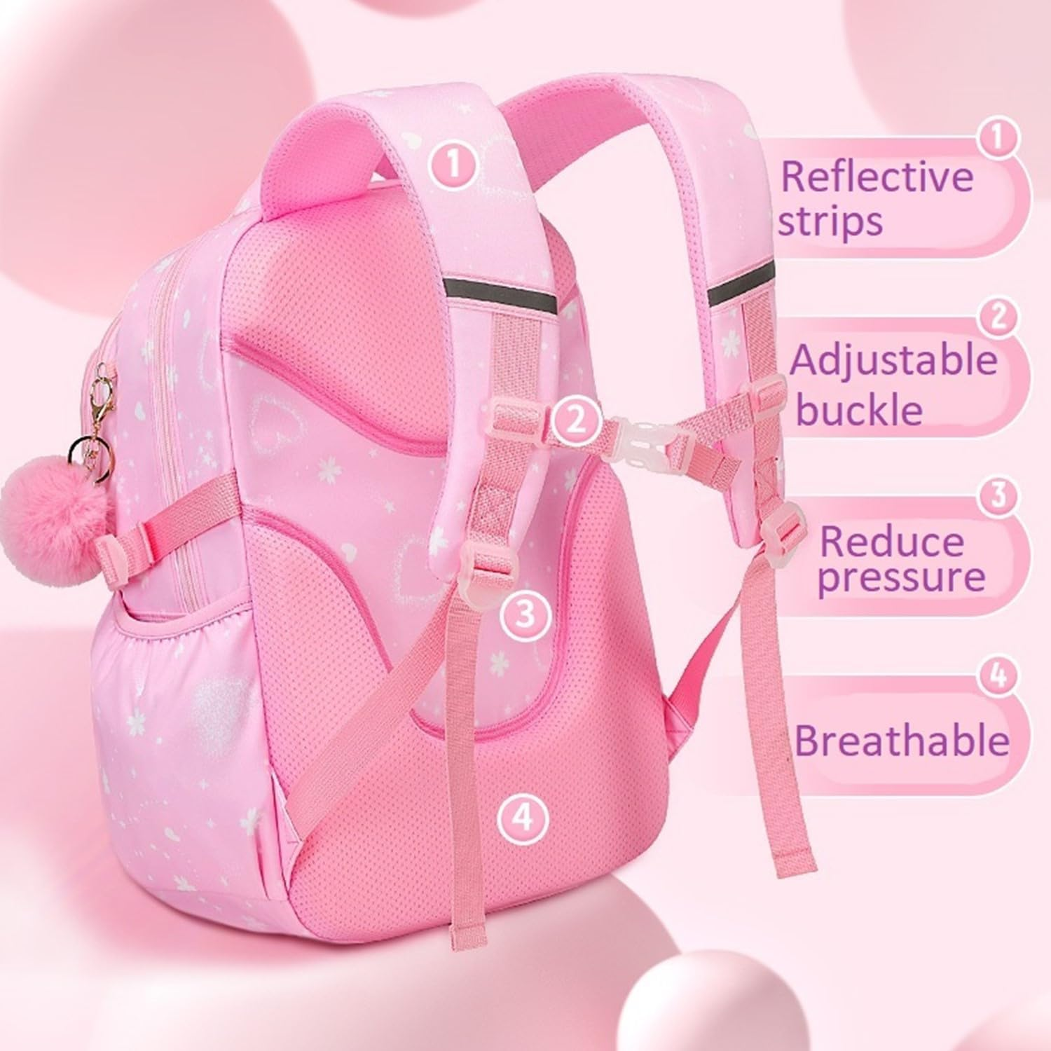 ETAISHOW Kids Backpack for Girls Bookbag for Elementary School Pre Girls School Bag Water Resistant image number 1