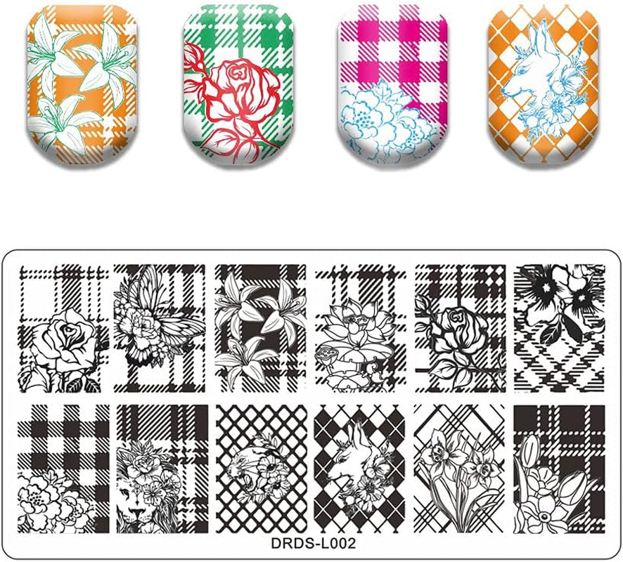 VNC 21 Pcs Nail Stamp Plates Set 16 Plate 2Stamper and 2 Scraper 1Storage Bag Nails Art Stamping Plate Scraper Stamper Set Leaves Flowers Animal Nail Plate Template Image Plate Set image number 2