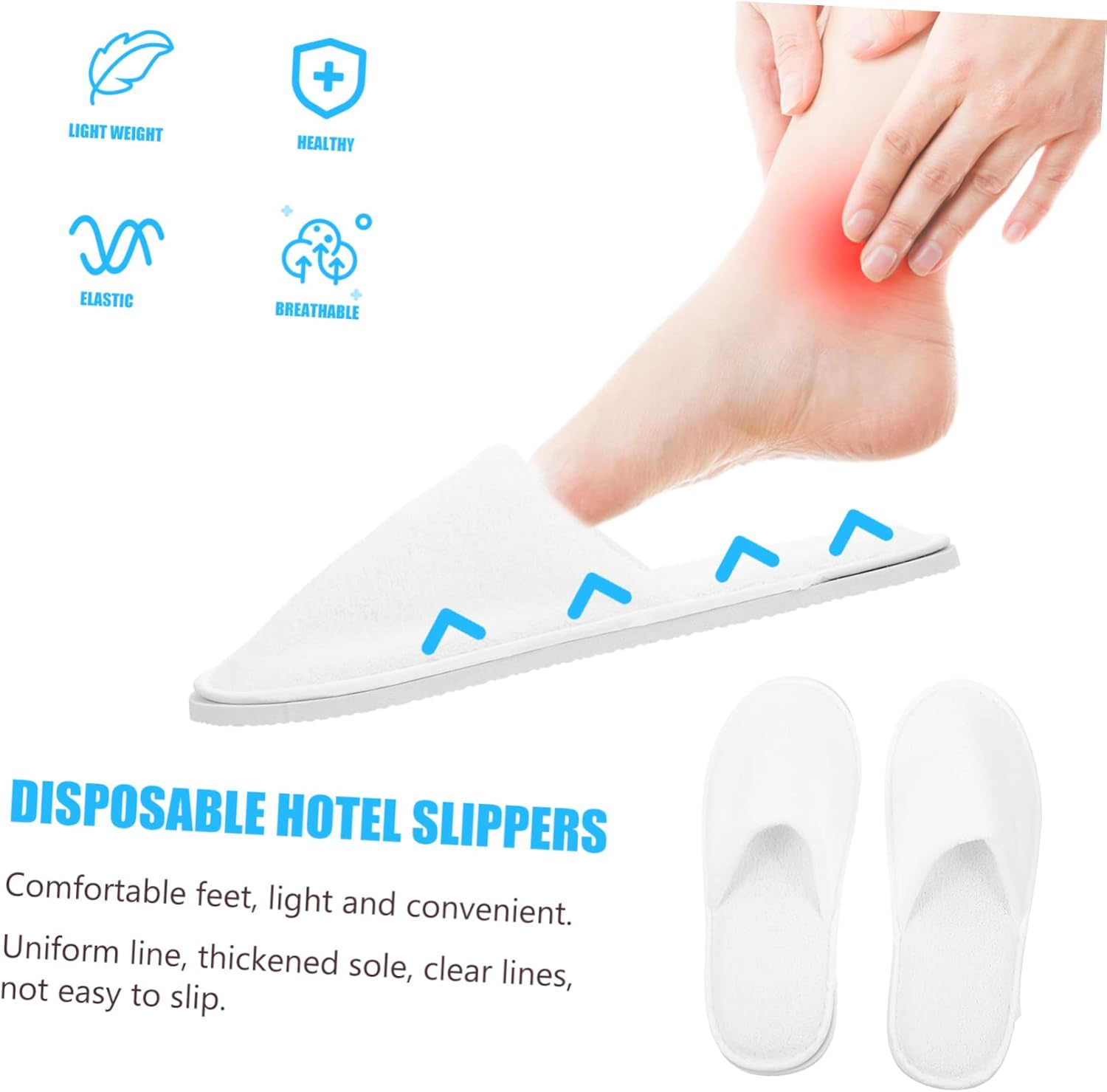 6Pairs Disposable Slippers Lightweight Indoor Coral Slippers Home Guest Unisex image number 4