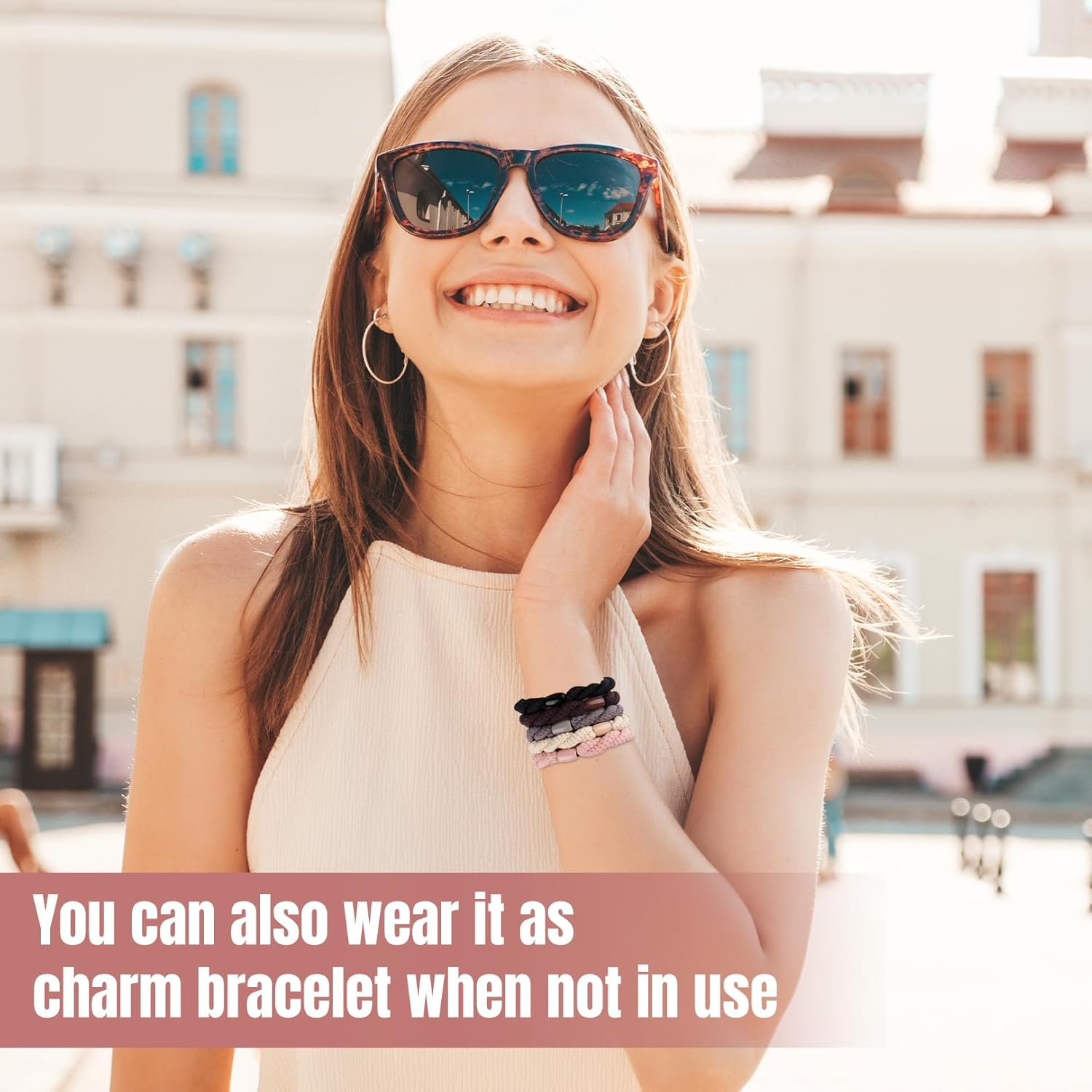 Pack of 15 Women'S Hair Bobbles, Elastic Braid Scrunchies, Hair Bands, Elastic Ponytail Holder, Hair Bobbles for Women, Girls, Children, Thick and Curly Hair image number 1