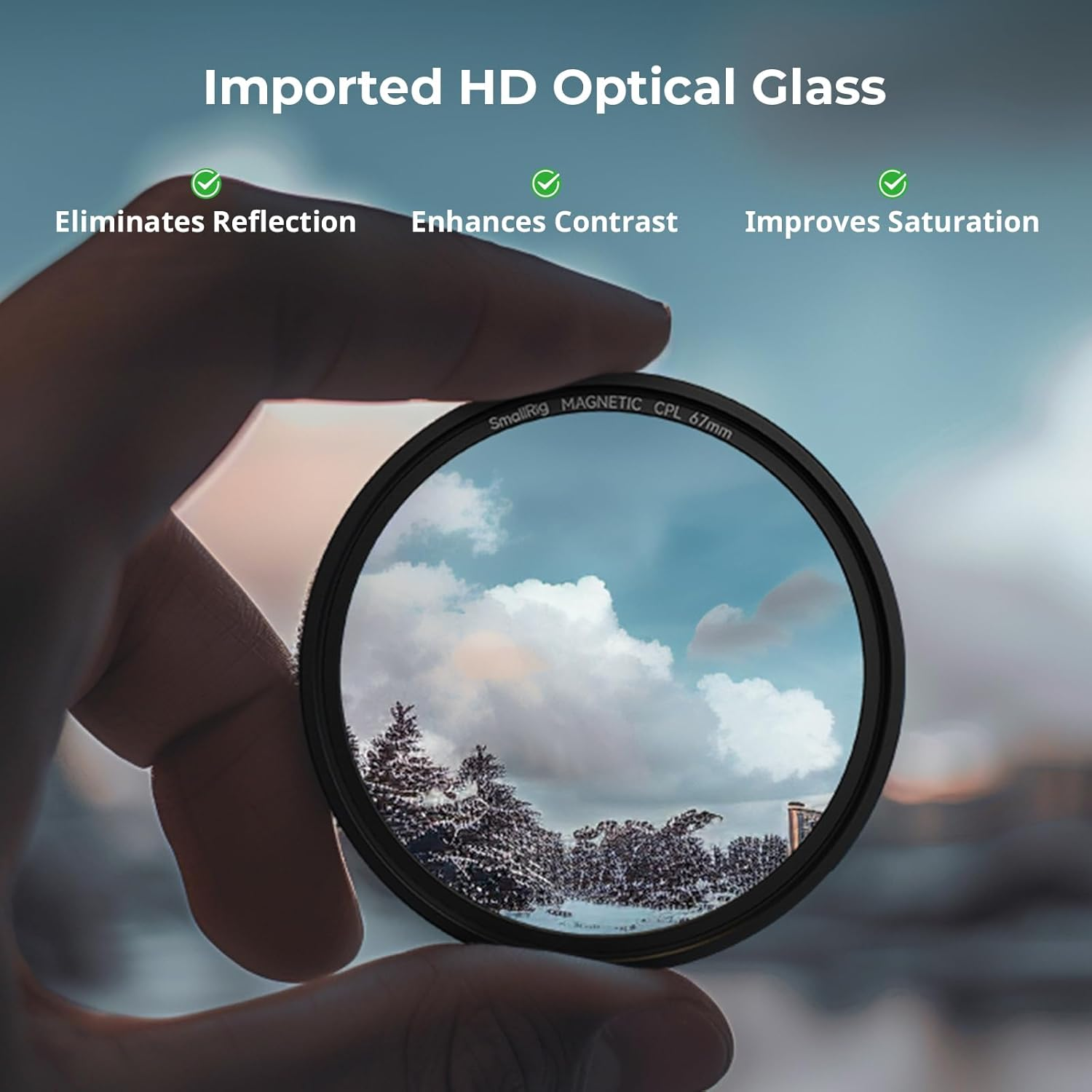 Smallrig 67Mm Magnetic Circular Polarizers Filter + 67Mm Threaded Filter Ring, HD Optical Glass 28 Layer Multi Nano Coated Circular Polarizing Filter Magnetic CPL Waterproof Scratch Resistant - 4582