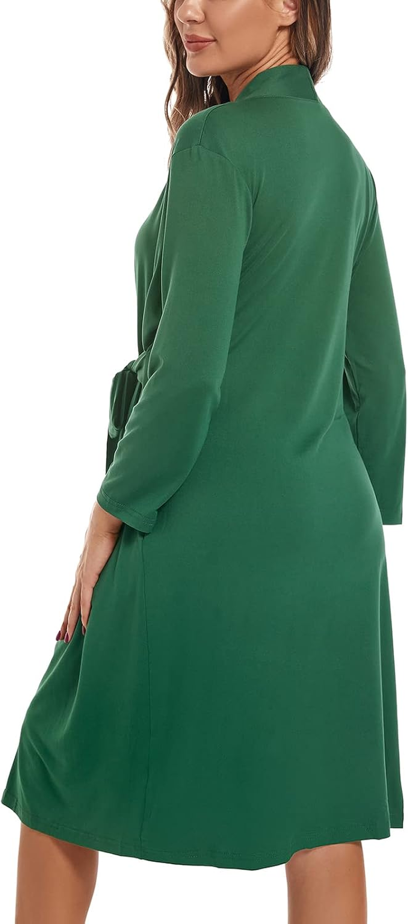 SUFEINI Maternity Robe with Matching Swaddle Blanket Set, Maternity Mommy Bathrobe Postpartum Robe Labor Gown image number 3