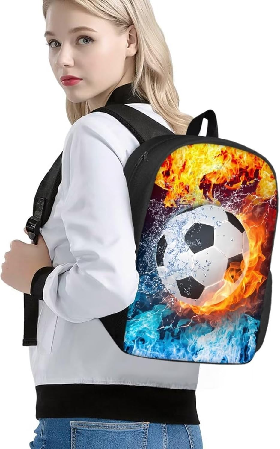 Chaqlin 15 Inch Backpack Schoolbags for Boys Girls Casual Sport Daypack Elementary Primary Large Capacity Bookbags - Axolotl Flower image number 2