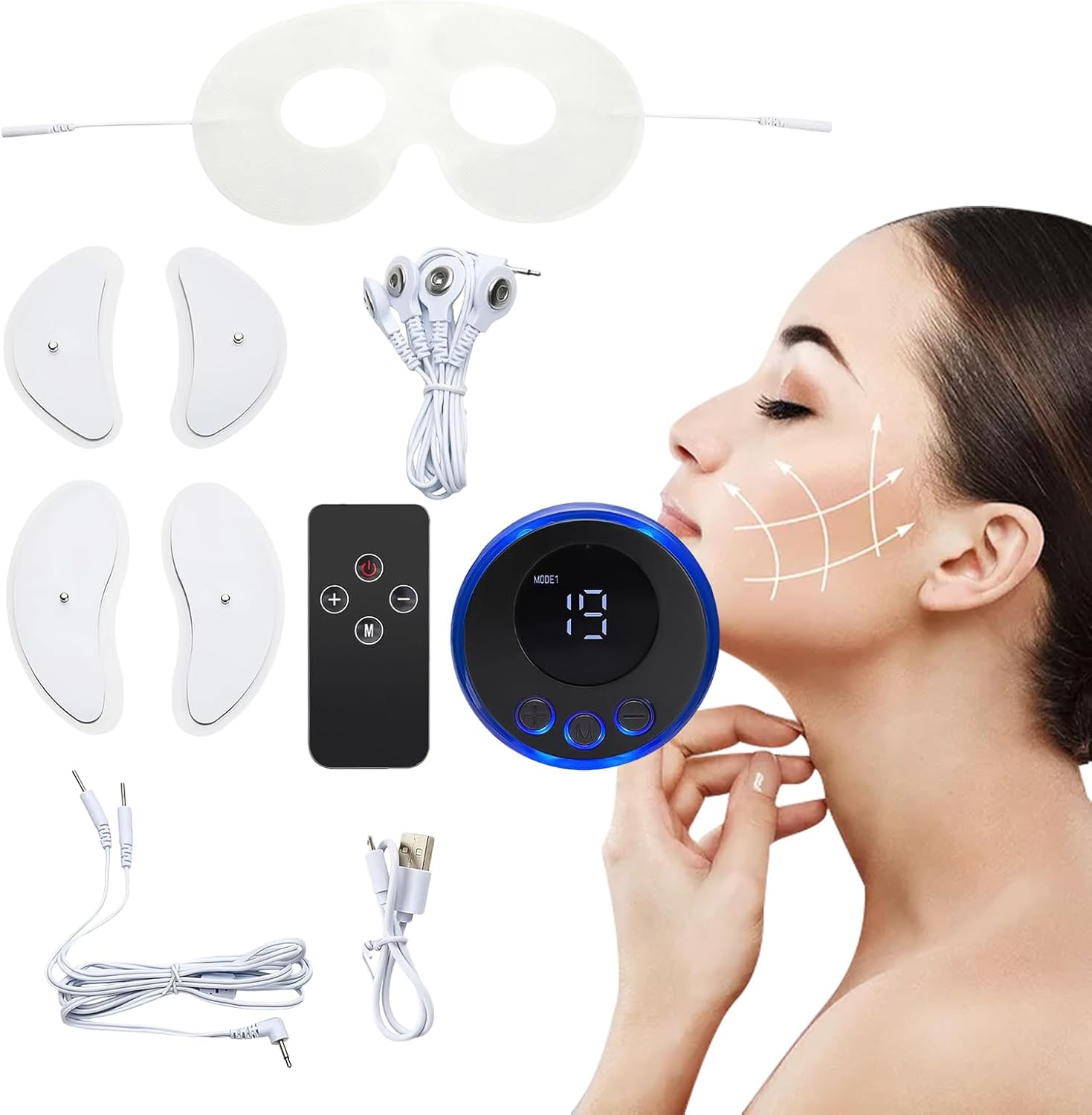 EMS Facial Device, Ems Beauty Instrument Microcurrent Lifting, Electric Facial Massager, Portable Tightening Beauty Device, for Face Eyes Neck Massage