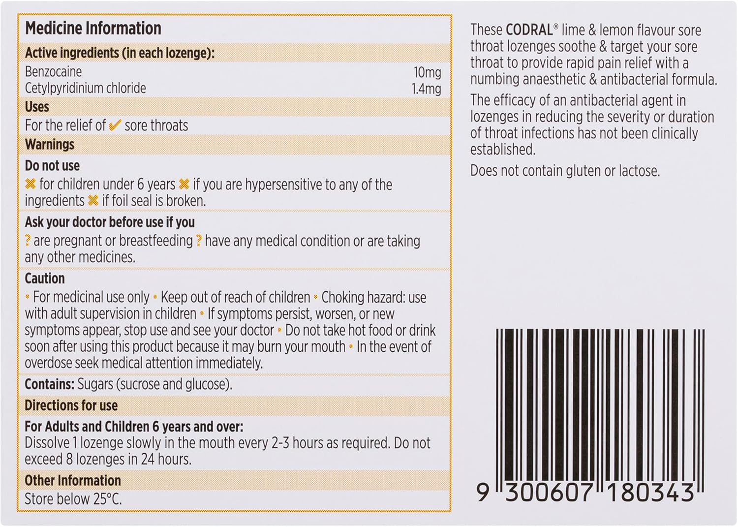 CODRAL Sore Throat Lozenges Lime & Lemon 16 image number 4