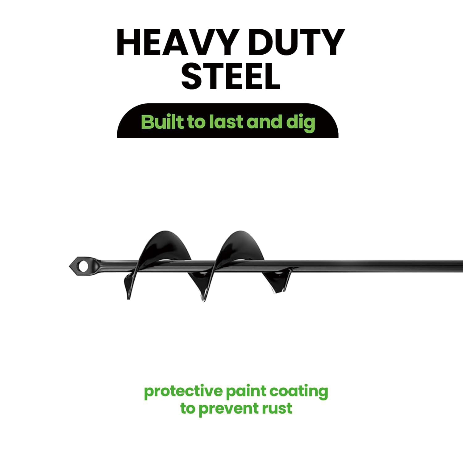 Garden Auger Drill Bit for Planting,Ground Earth Spiral,Heavy Duty Bulb Planter Tool for Post Posthole Hole Digger Plant Flower Farm Pasture Bedding Digging,Hex Drive Drill (1, 1.6" X 17"（4 * 45 Cm）) image number 2