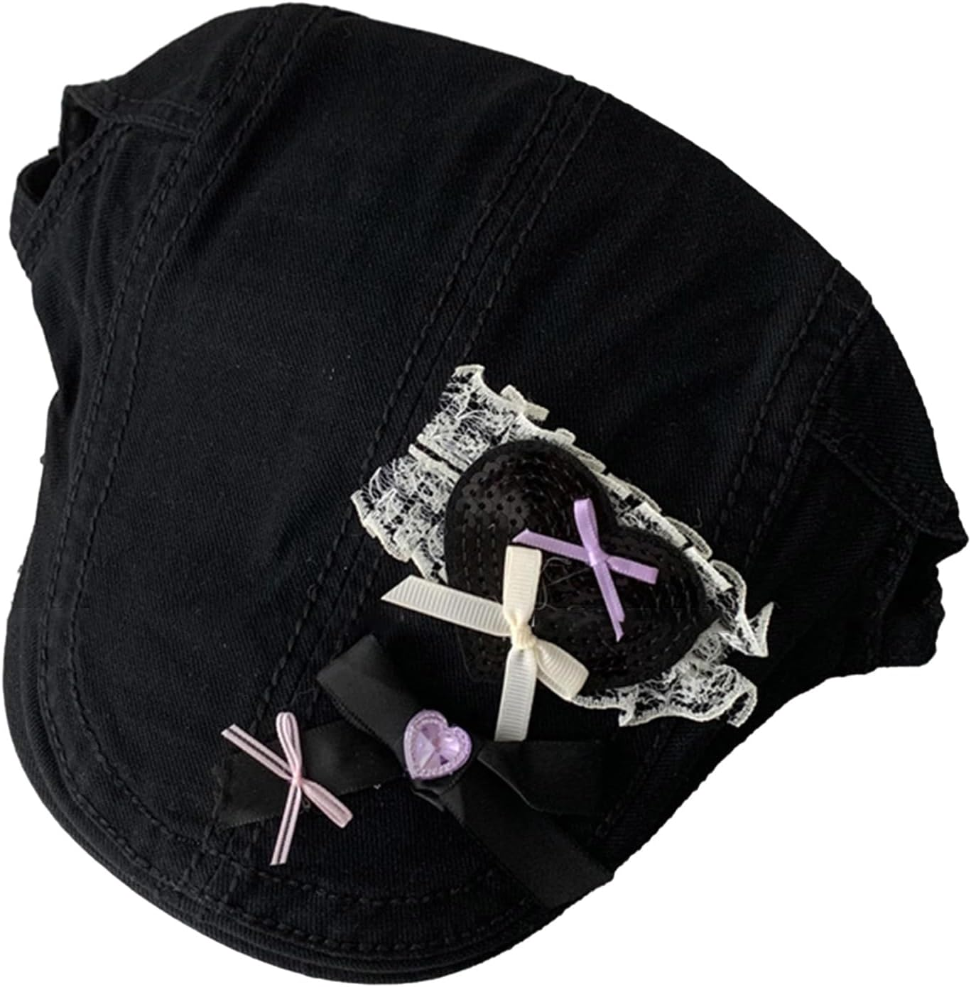 Handmade Vintage French Heart Girls Hat with Elegant Lace Bowknot for Easter, Wedding, Holiday Photography, Birthday Party