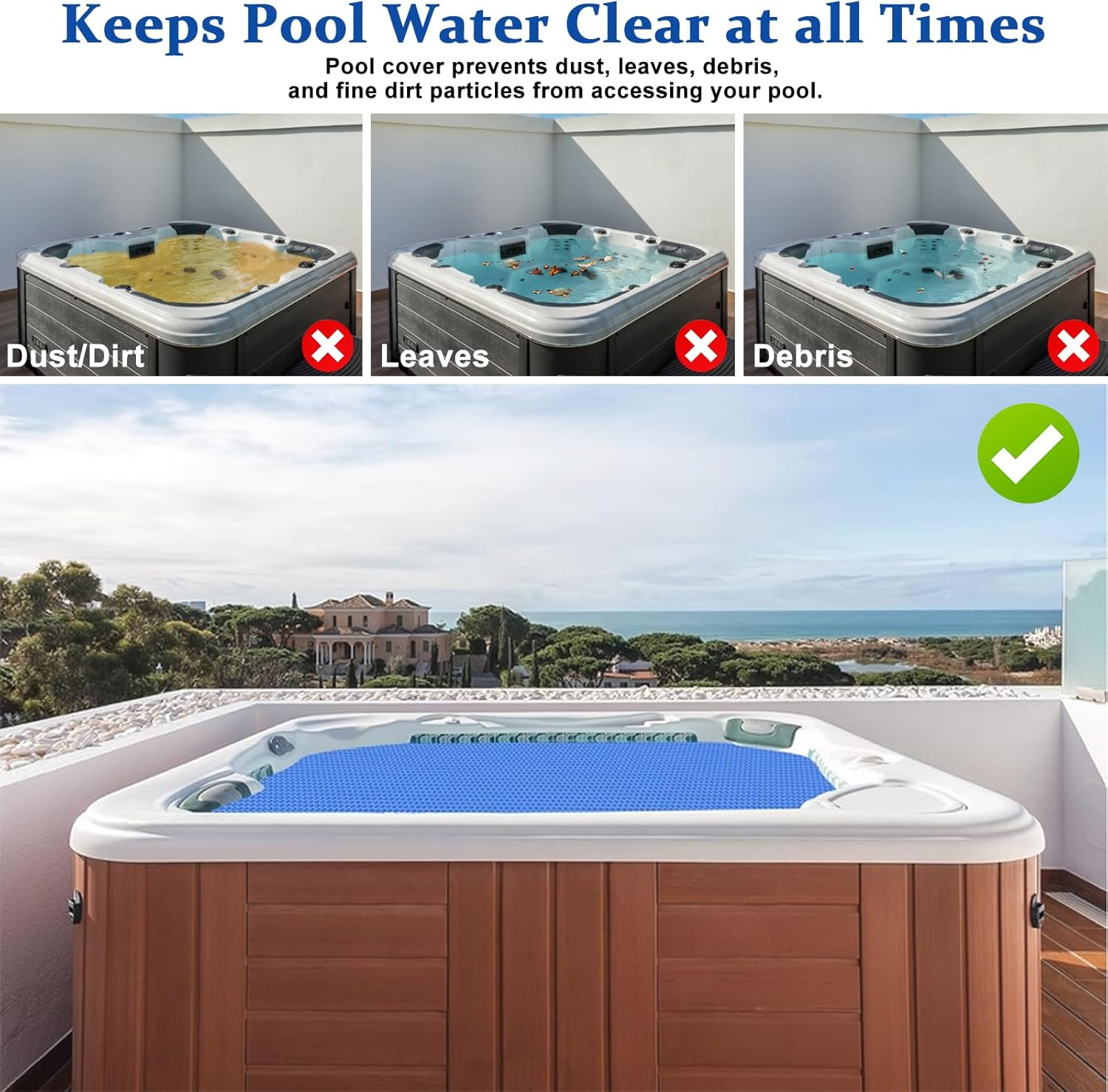 7X7 Ft Solar Hot Tub Cover Spa Bubble Covers Blanket for 7 X 7 Foot Square Hot Tub SPA Bubble Wrap Small Pool Cover Protector, 15-Mil Circle Thermal Insulation Floating Blankets (84 X 84 Inch) image number 3