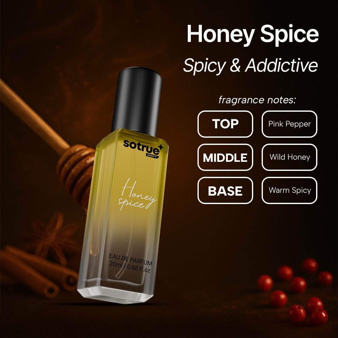 Sotrue Perfume for Women Gift Set Pack of 4X20 Ml Eau De Parfum Premium Luxury Long Lasting Fragrance Spray Berry Blush, Honey Spice, Oud Femme Vanilla Spark 4X20 Ml image number 4