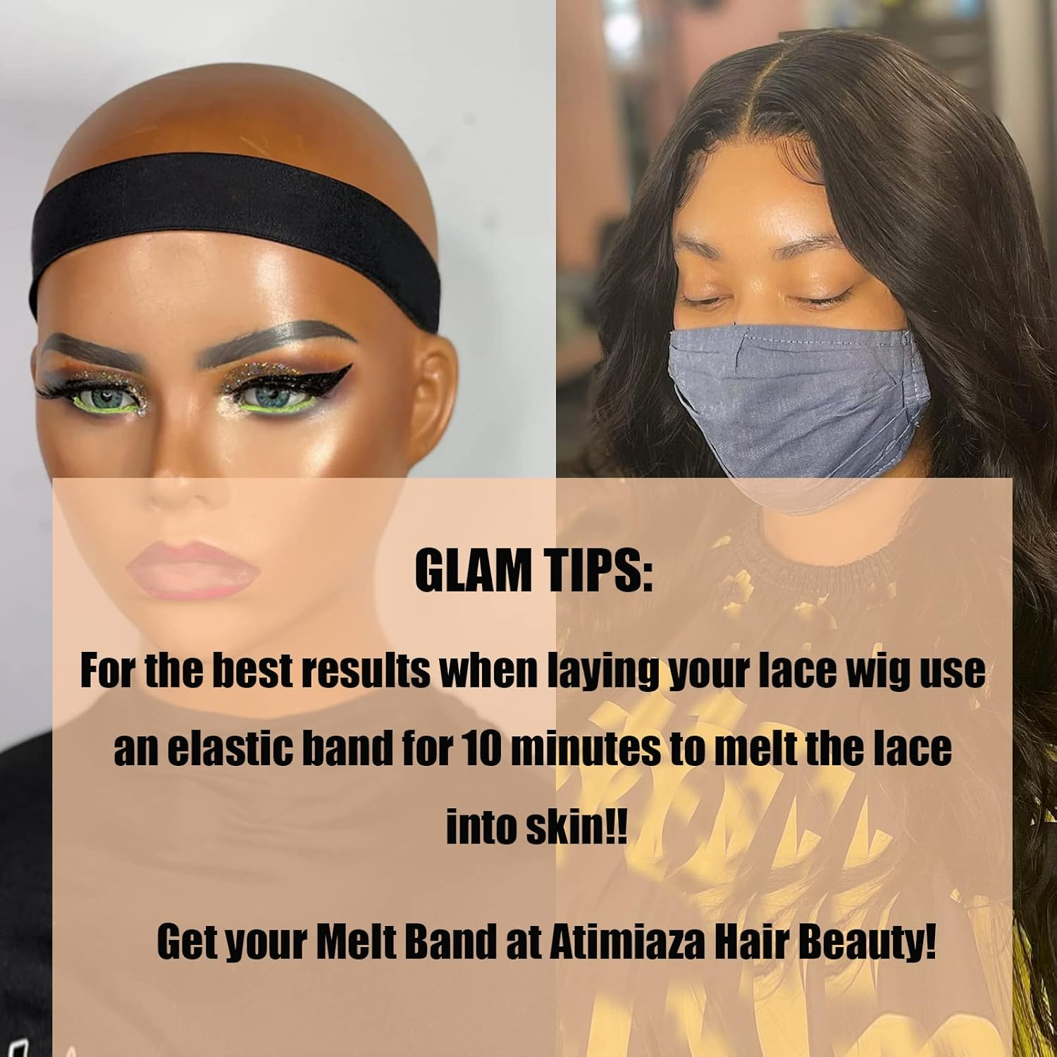 Atimiaza 2 Pcs Elastic Bands for Wig, Lace Melting Edge Wrap to Lay Edges (Black, Pack of 2) - Black (Pack Of 2) image number 6