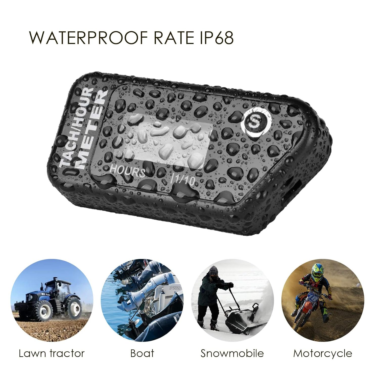 Jayron Digital LCD Tachometer Inductive Tach Hour Meter Display Max RPM Waterproof for Most Gas Engine Marine ATV Generator Lawn Tractor Motorcycle (Black) - Orange image number 2