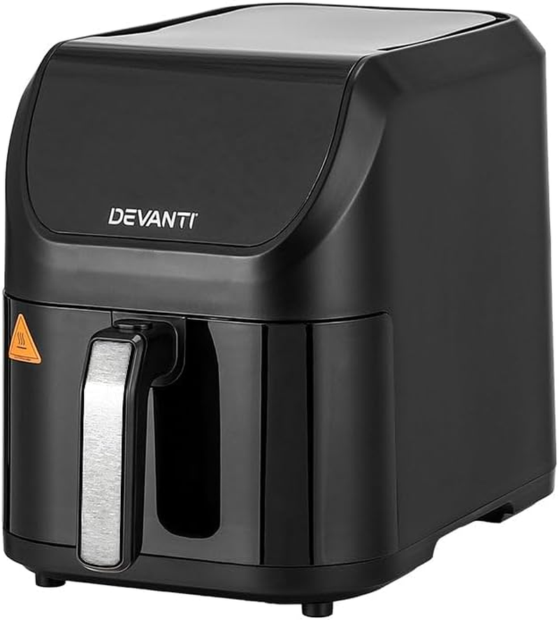 Devanti Air Fryer, 5L 1500W Airfryer Electric Cooker Airfryers Deep Fryers Rack Silicone Baking Basket Kitchen Oven Household Small Kitchens Appliances, Touch-Sensitive Control Panel Black