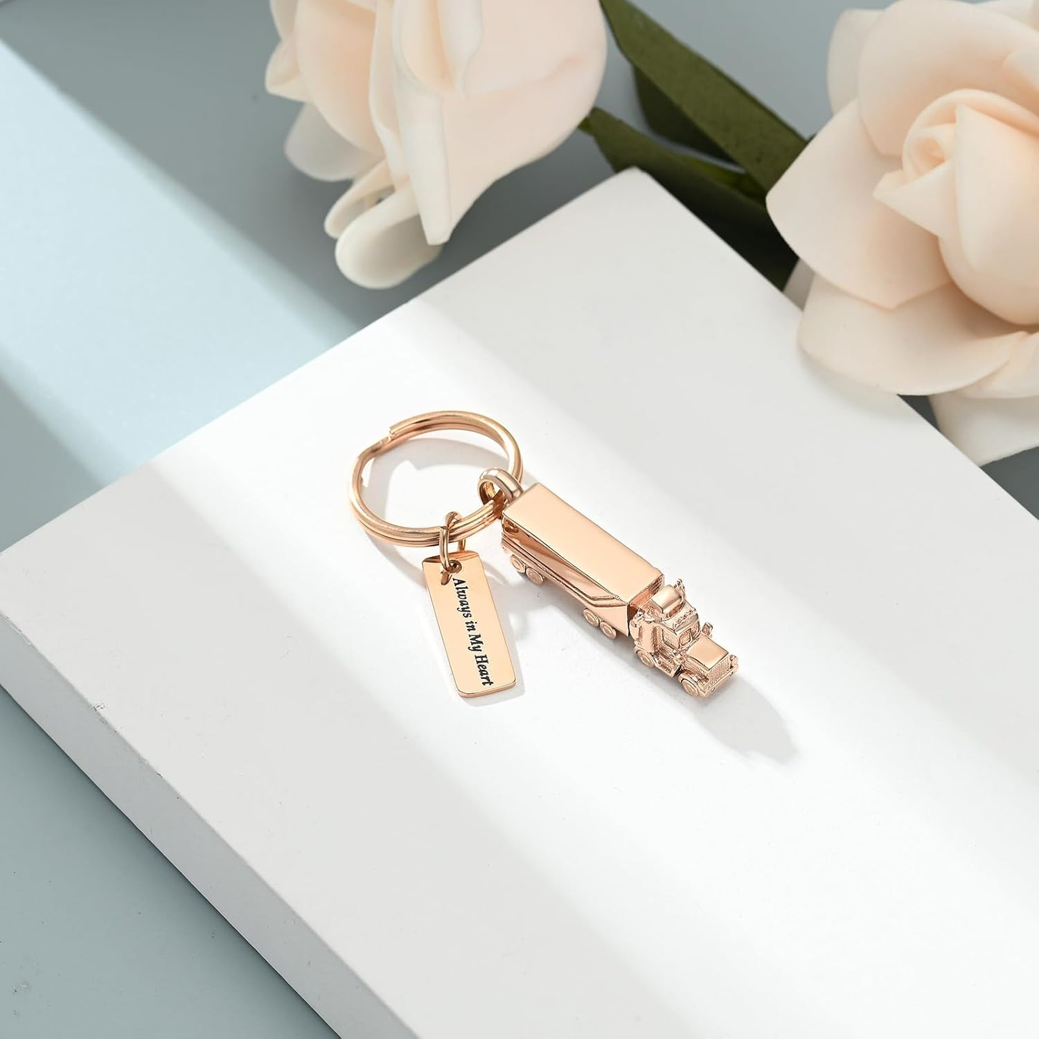 AIWENXI Cremation Jewellery 18 Wheeler Tractor Truck Urn Keychain for Ashes for Women Men Memorial Human Ash Pendant for Pet Dog Cat - Brochure image number 6