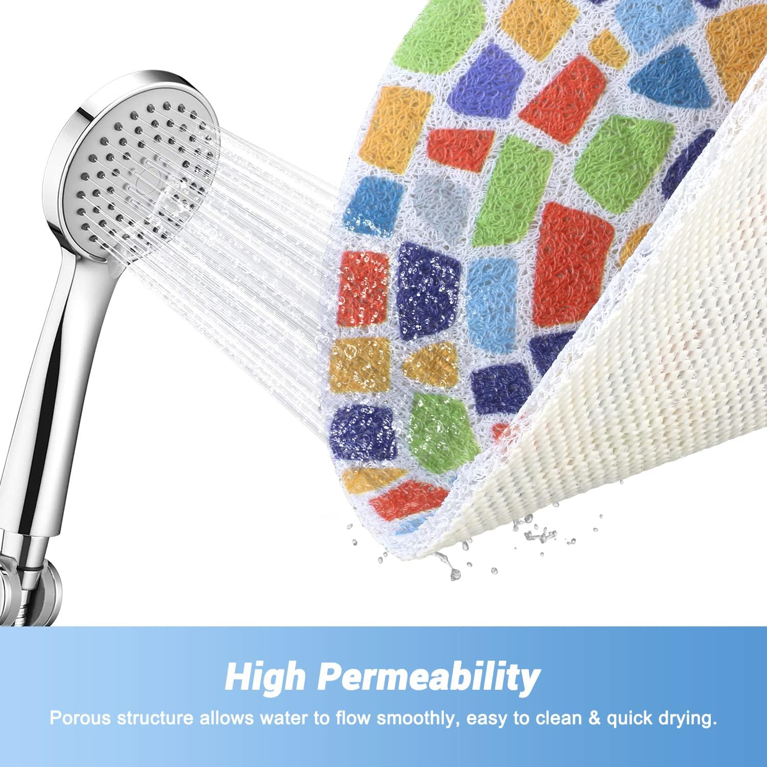 ZOESOE Shower Mat Non-Slip, Soft Comfort Bath with Drainage Holes, PVC Loofah Massage Bathmat for Shower,Tub,Bathroom,Wet Areas, Quick Drying Zoe-02,24~''X24~'' Round