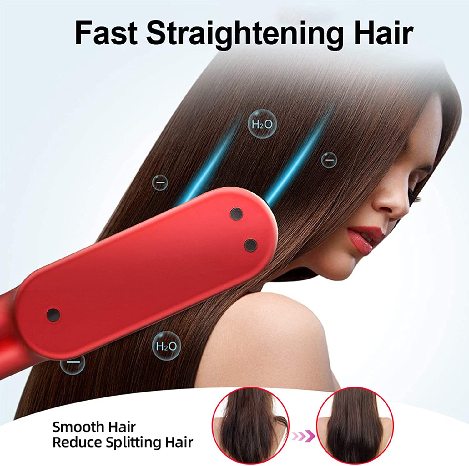 Yasao USB Cordless Hair Straightener Comb Ceramic Hair Straightener Brush Travel Portable Chargeable Hair Curler image number 1