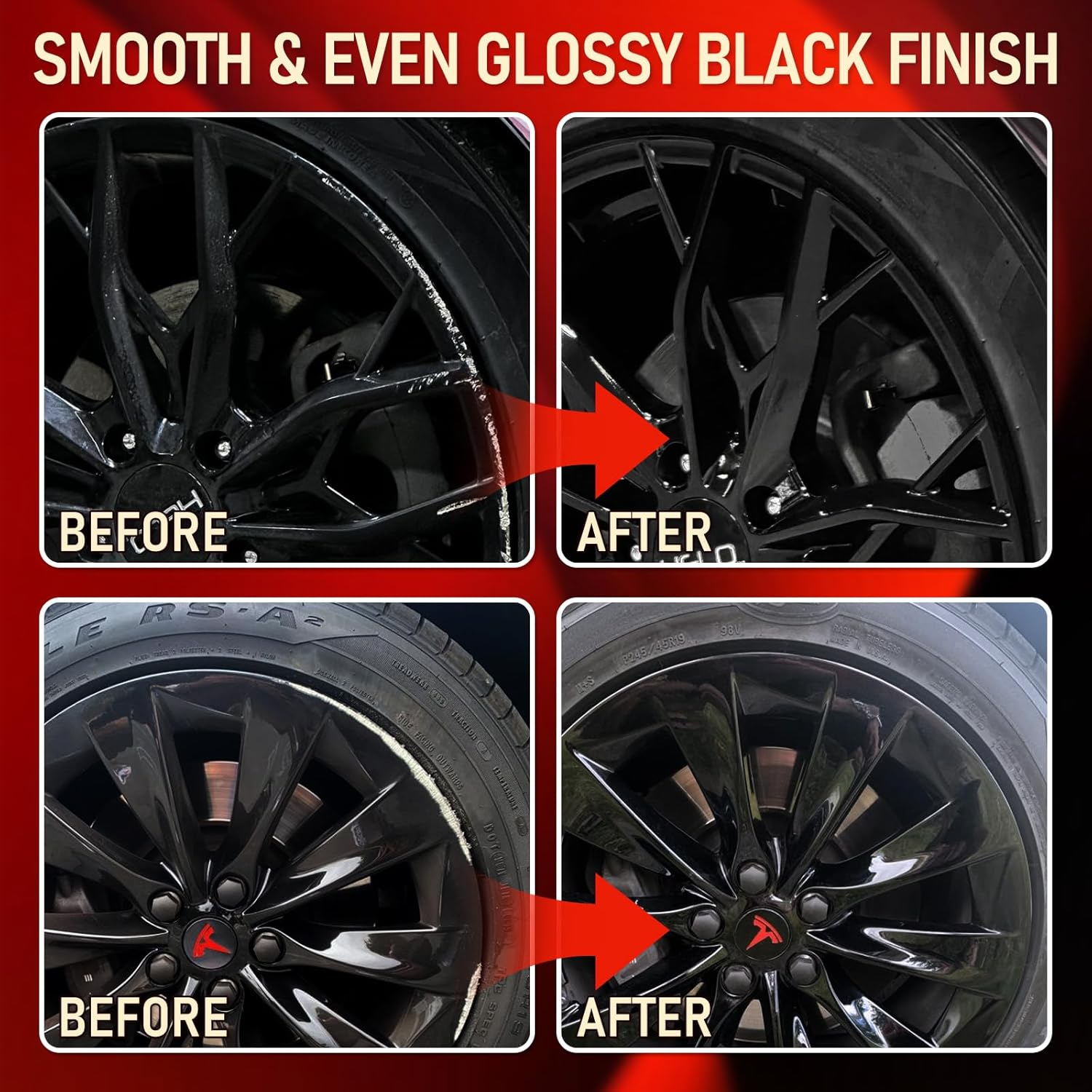 SMAPHY Black Rim Touch up Paint, Wheel Repair Paint Quick and Easy, Touch up Paint for Cars Wheel, Black Car Rim Paint for Car Wheel Repair, Universal Color for Rims (Gloss Black)