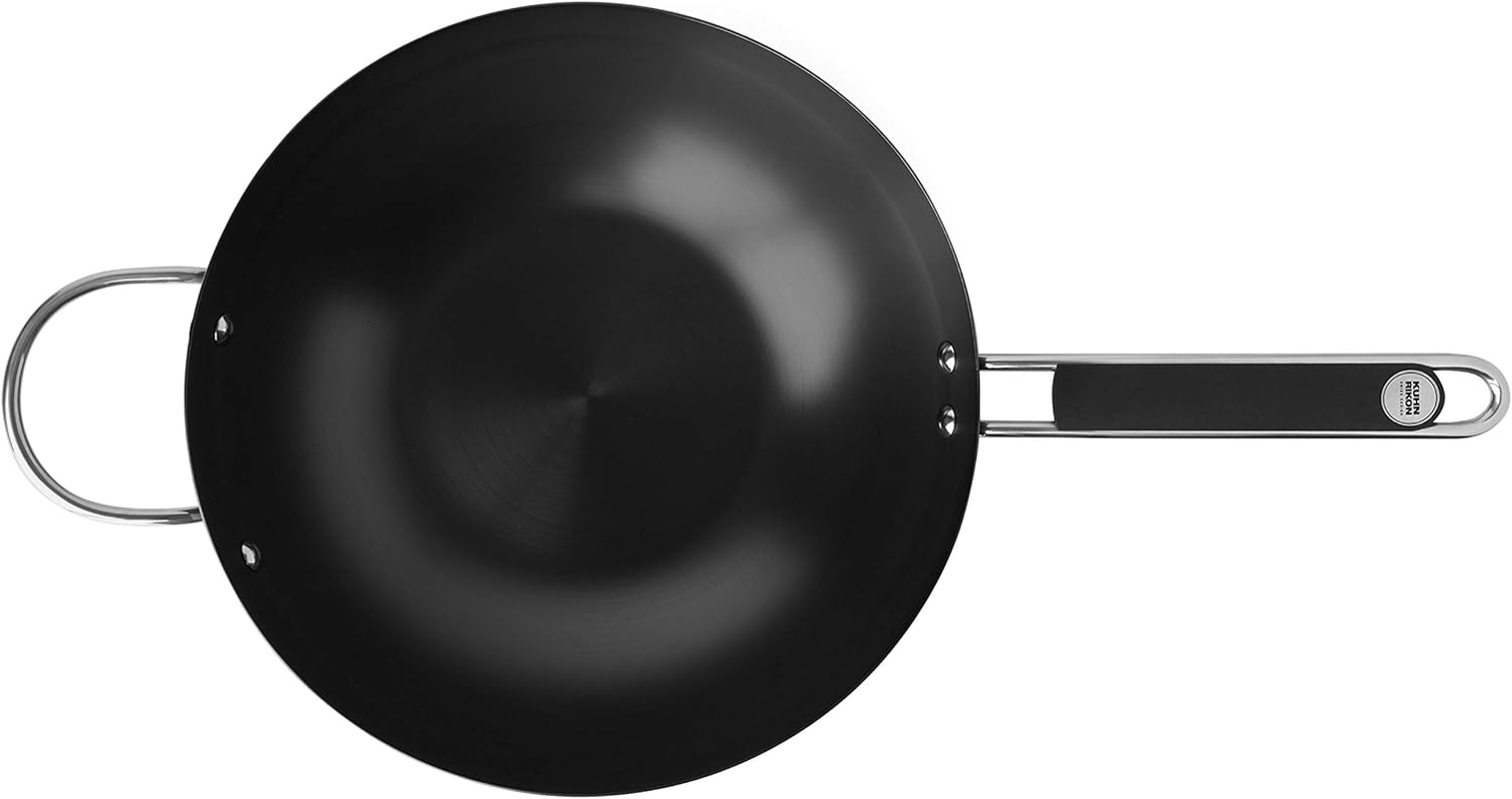 KUHN RIKON Essential Wok with Glass Lid, 32, Black image number 1