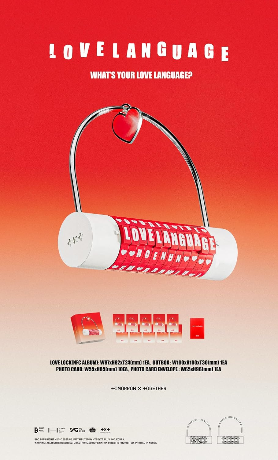 TOMORROW X TOGETHER TXT Love Language NFC Album Outbox+1Ea Lovelocknfcalbum+10P Photocard+Tracking Sealed