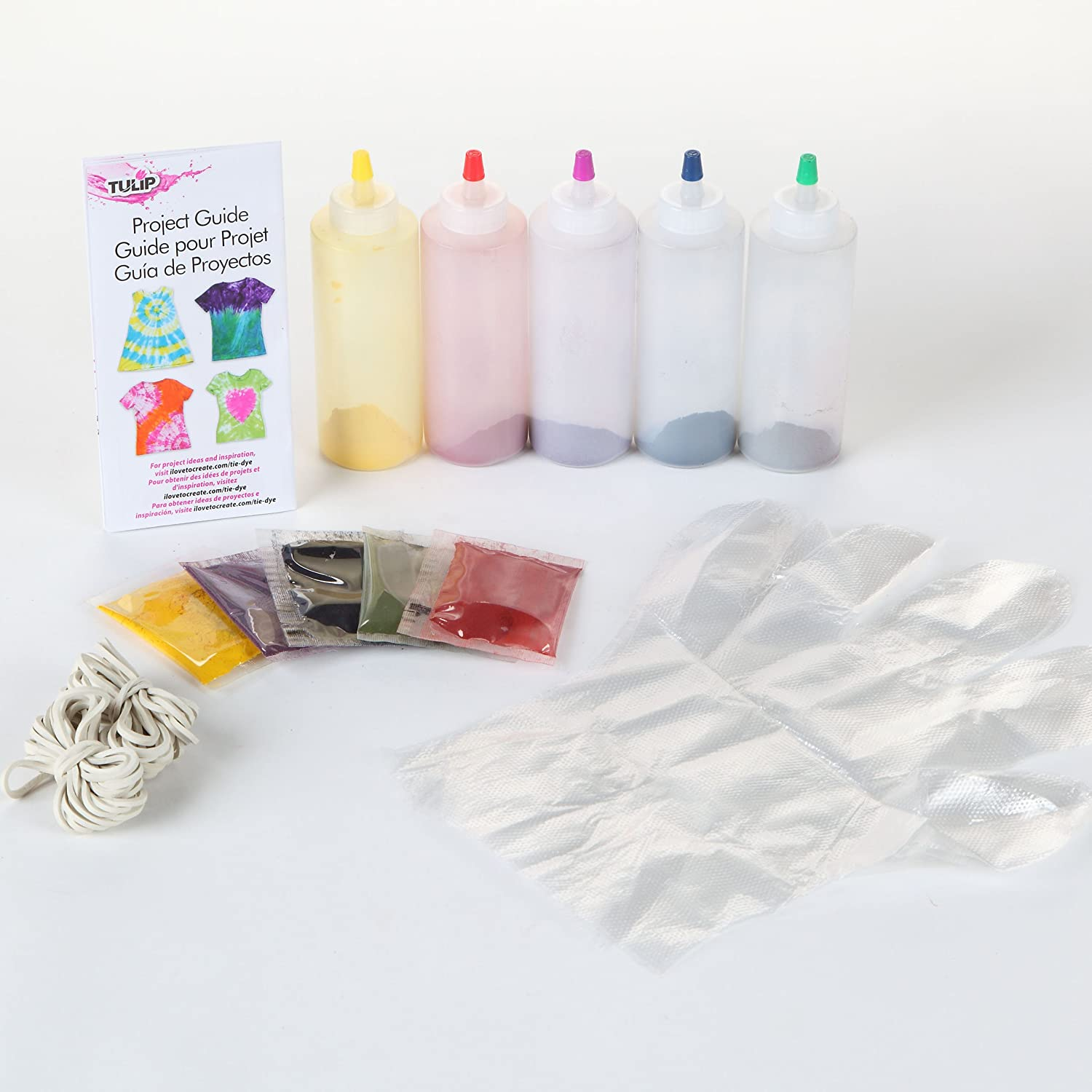 Tulip 31674 ONE Step TIE-DYE KIT 5 Colour Rainbow Tie Dye Kit, Rainbow, 1.62Oz, 59 Pieces - Drawstring image number 5