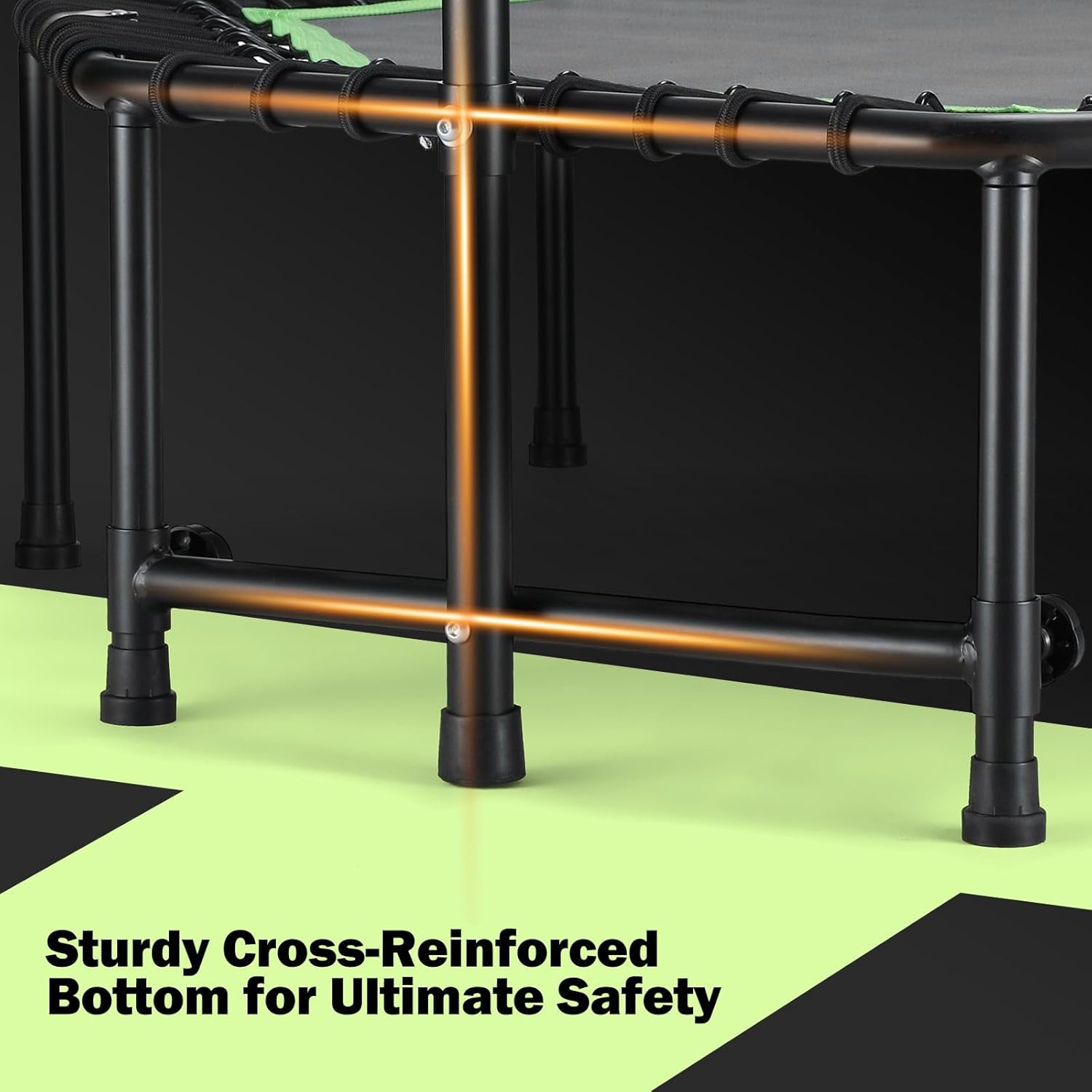 Genki Trampoline Bounce Rebounder Jumping Rebounding Home Fitness Gym Bungee Exercise Equipment Indoor Outdoor round Adjustable Handlebar - T-Shaped-48Inch image number 2