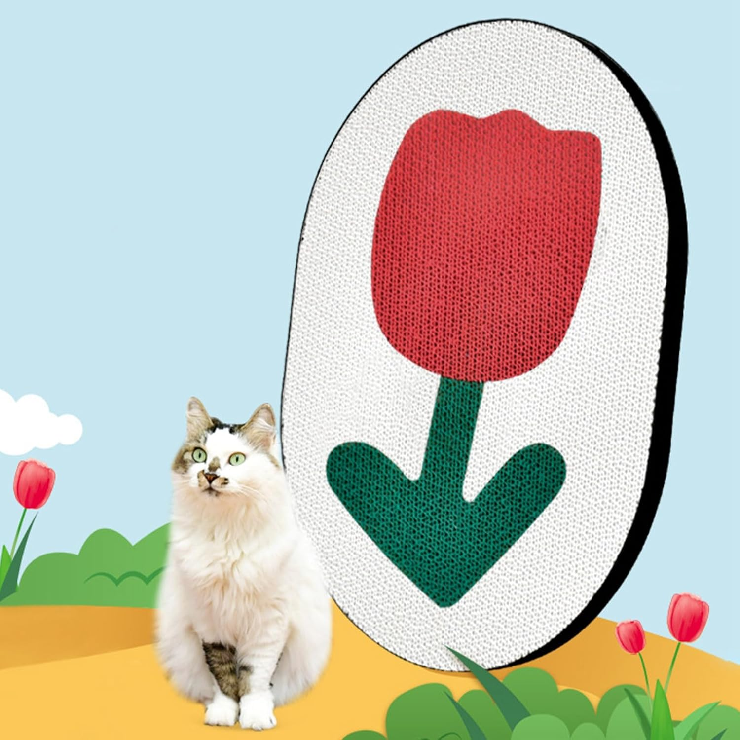 Wall Mounted Cat Scratch Board, Scratch Resistant Wearable Decorative Tulip Pattern Kitten Scratching Pad, Cat Scratcher Cat Scratching Post Wall Sticker Claw Grinder for Large Cats and Kittens image number 5