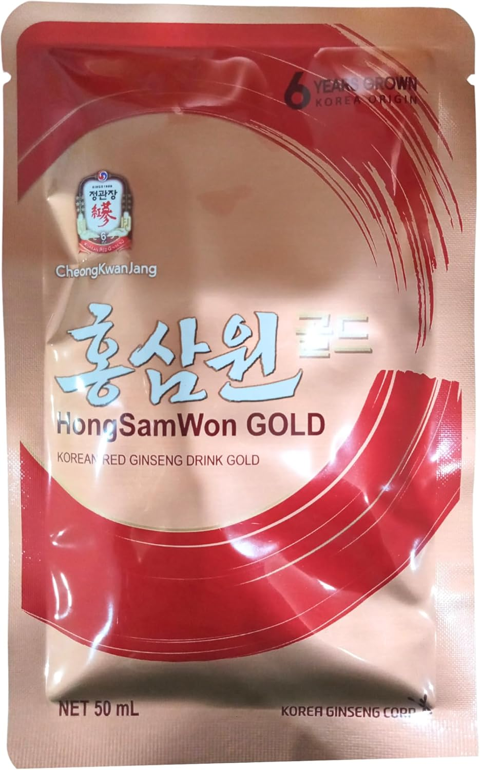 Korean Red Ginseng Hongsamwon Pouch Gold - 6 Year Grown Panax Ginseng Extract with Dates, Ginger, Cinnamon, and Goji Berries - Enhances Immune Function, Vitamins and Minerals - 50Ml X 60 Pouches image number 3