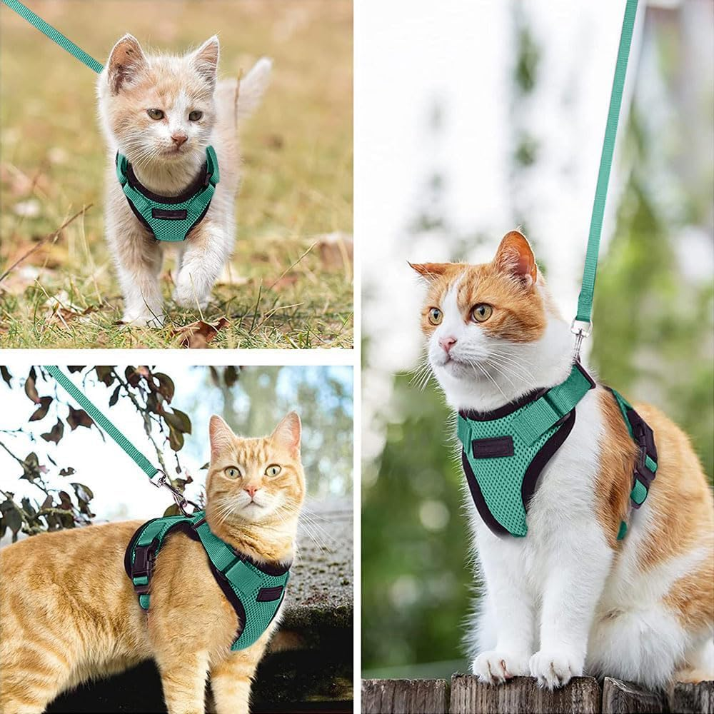 Voarge Cat Harness, Adjustable with 150 Cm Leash, Safety Cat Harness for Small Medium Large Adult Cats, Puppies, Cat Harness for Walking Travel(Light Blue, S) image number 4