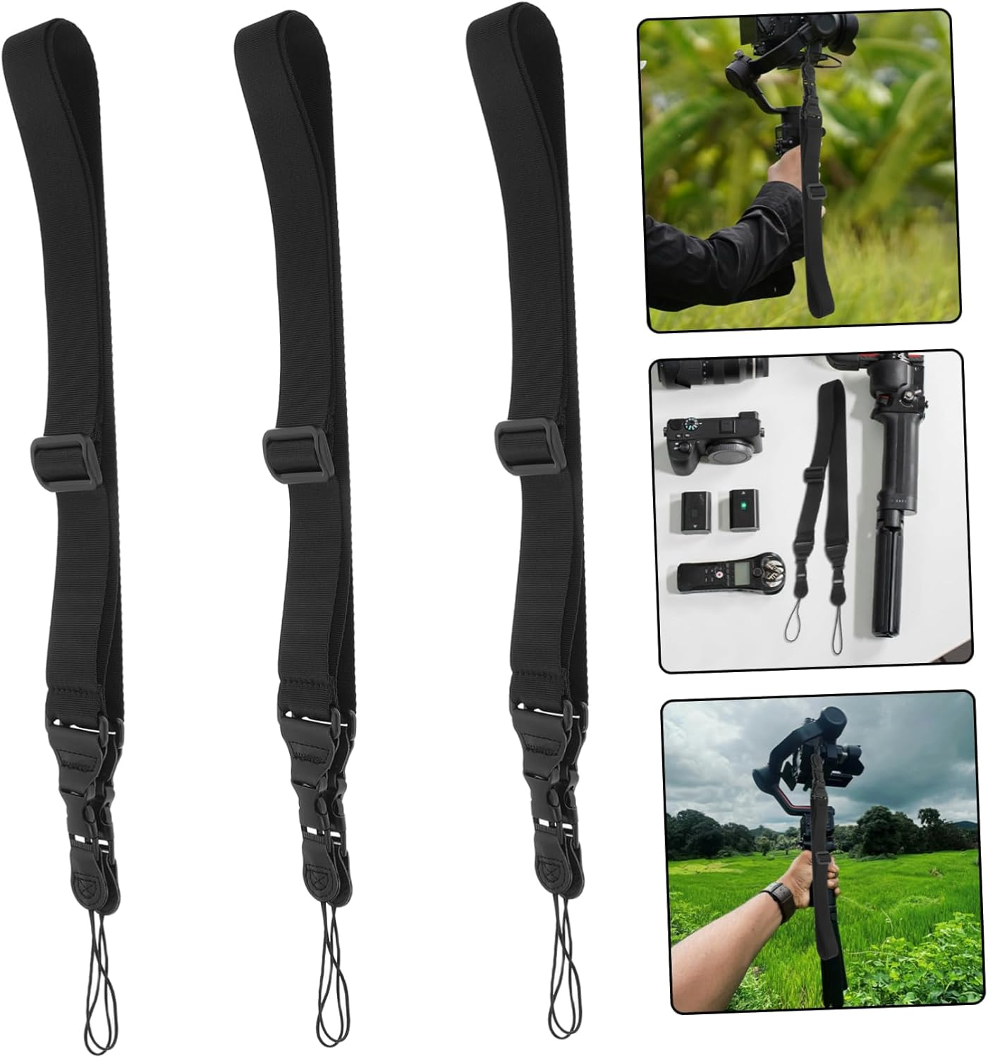 CIYODO 3Pcs Adjustable Nylon Shoulder Straps for Camera, Tablet, Laptop Bags Comfortable Padding, Wide Crossbody Lanyards for Travel, Work, Outdoor Use