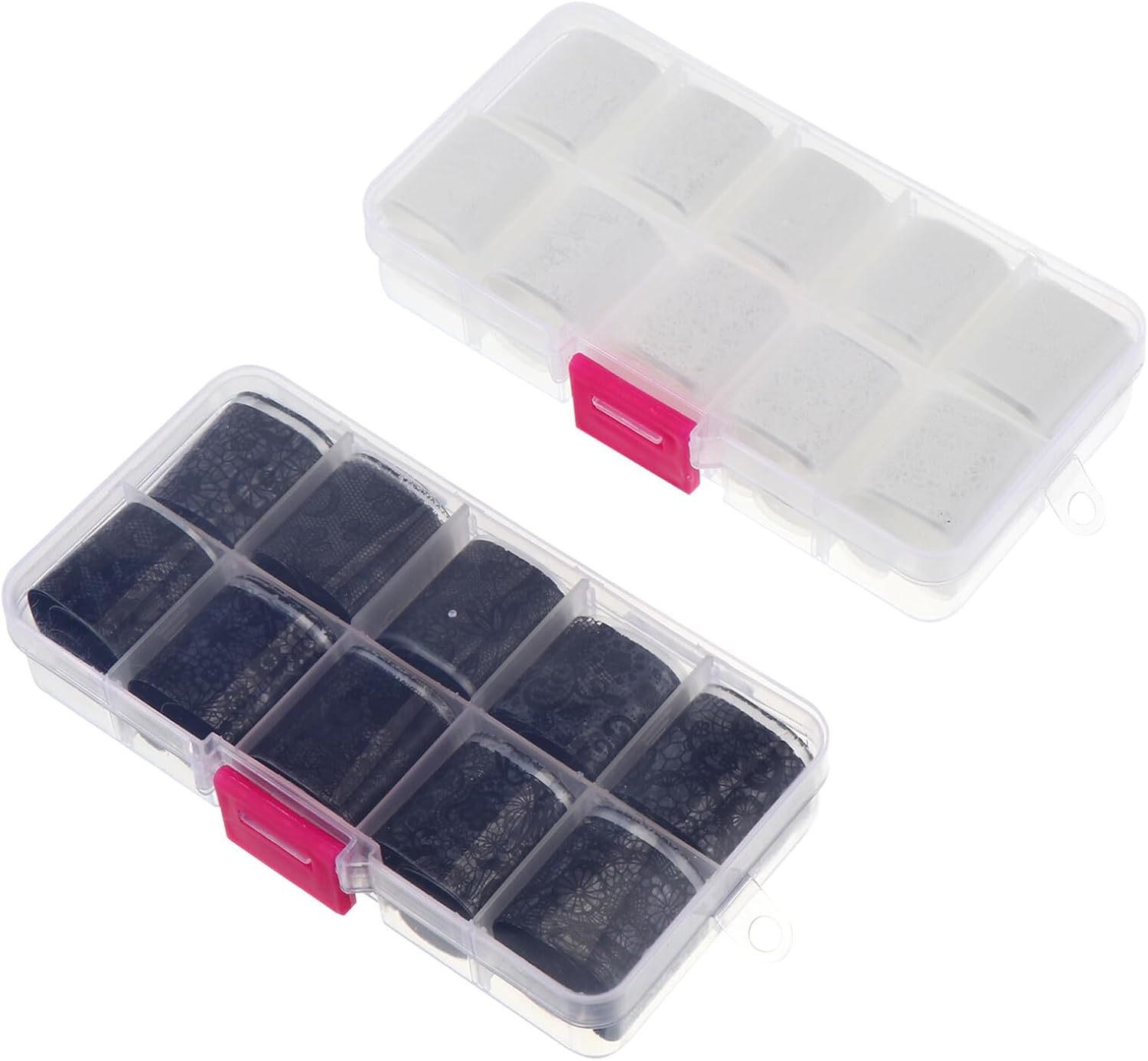 ROMISBABA 2 Boxes Lace Nail Wraps Sticker Full-Cover Transfer Film for DIY Artificial Fingernails False Nail Tips Black and White Elegant Lace Designs for Salon and Home