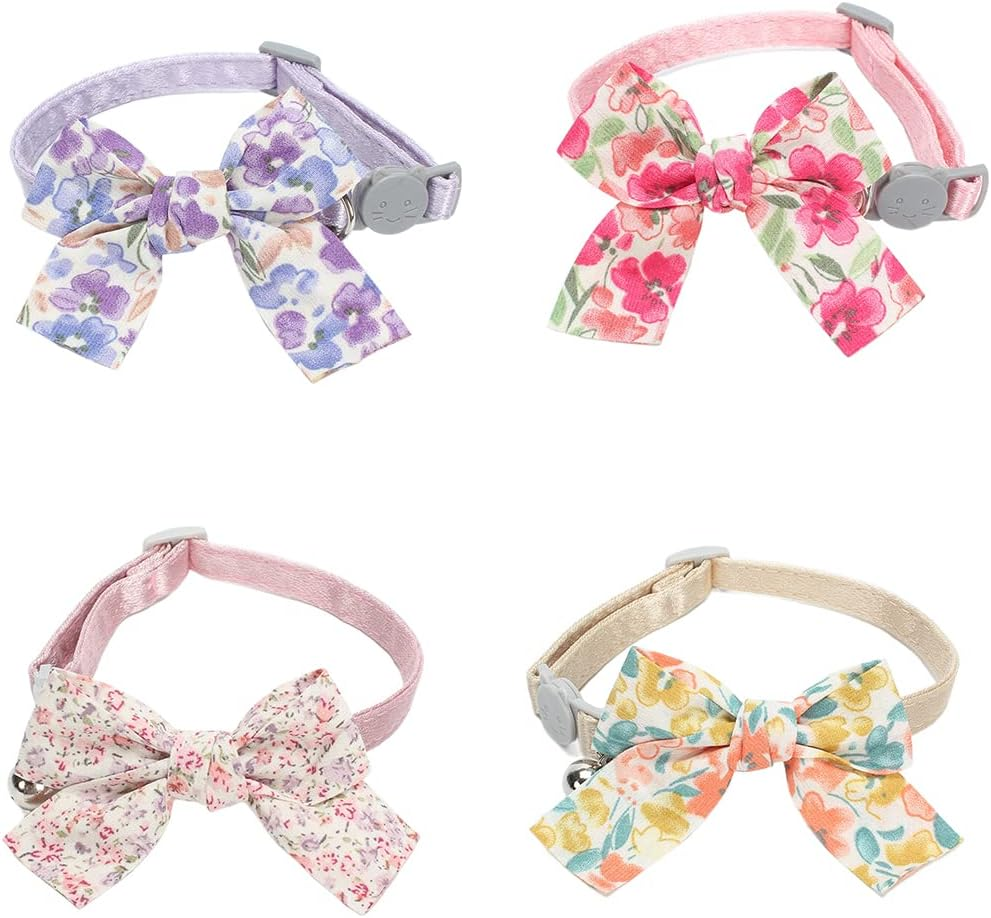 Yiwong Flower Cat Collar, Dog Collar with Bell, Bow Tie Cat Collar, Collar with Bow Tie and Safety Buckle with Choking Protection image number 5