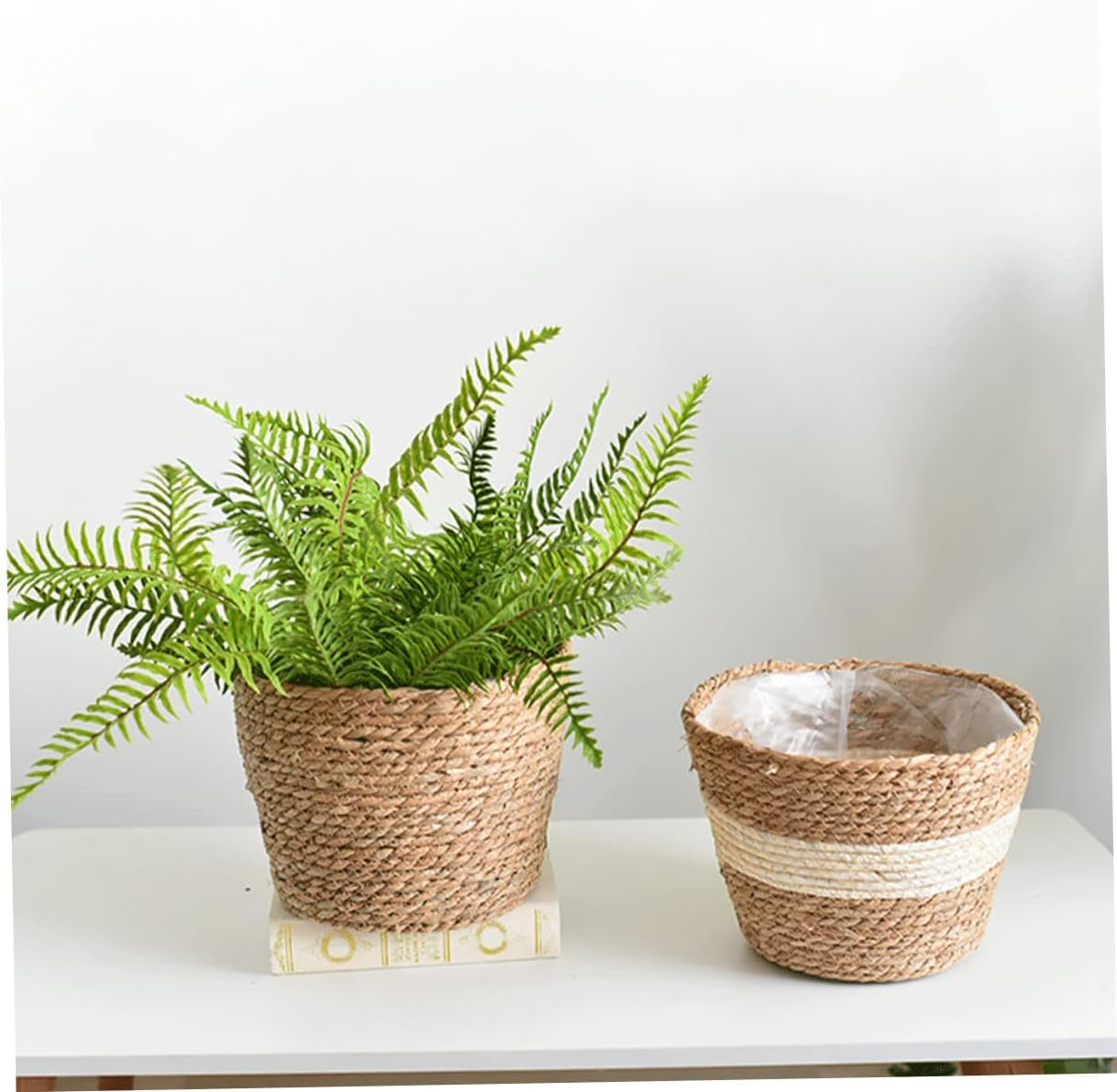 OFFSCH Woven Flower Basket Handmade in Natural Straw for Pastoral Wedding Decorations and Garden Plant Arrangements Versatile Storage for Sewing Gardening Supplies image number 4